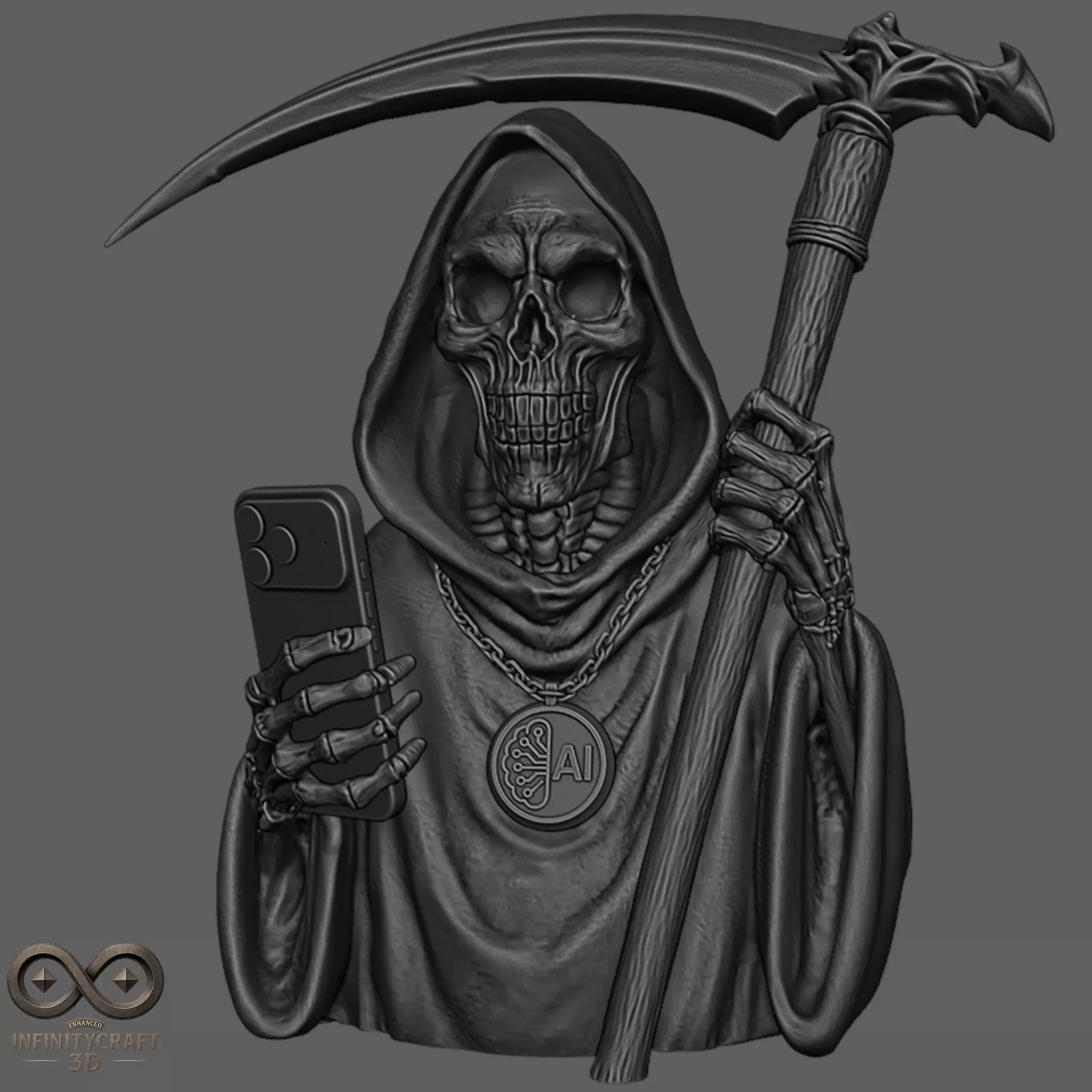 Digital Reaper AI Grim Statue 3D print model_0