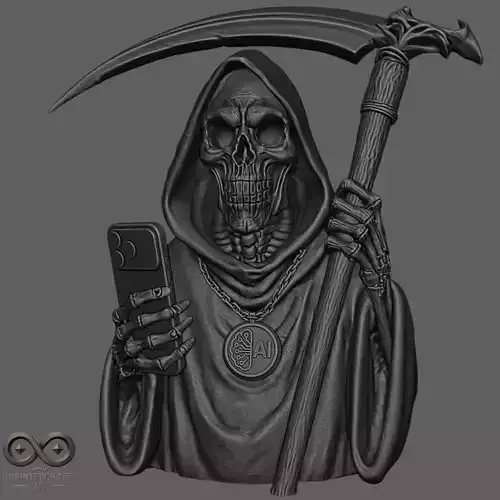 Digital Reaper   AI Grim Statue