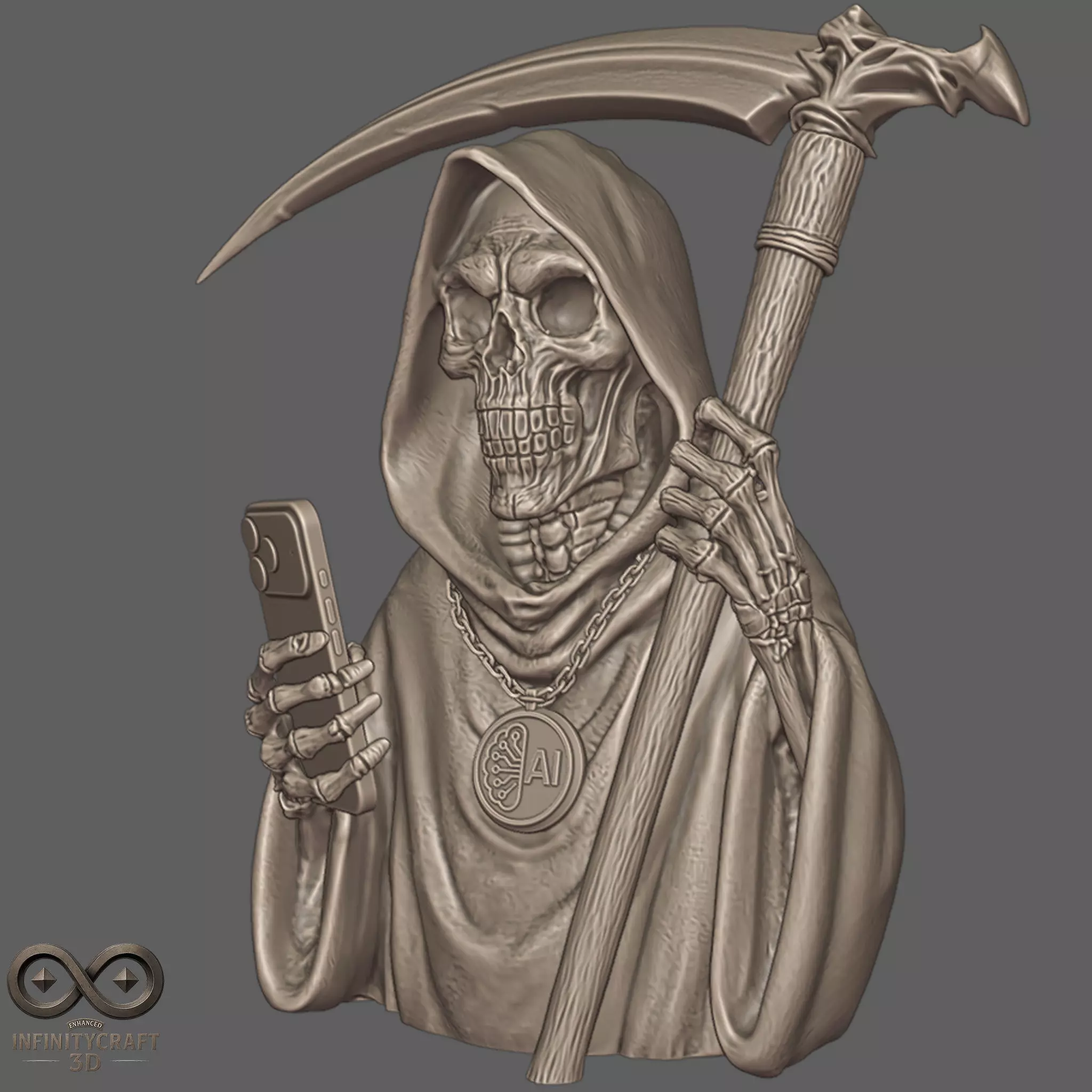Digital Reaper AI Grim Statue 3D print model_1