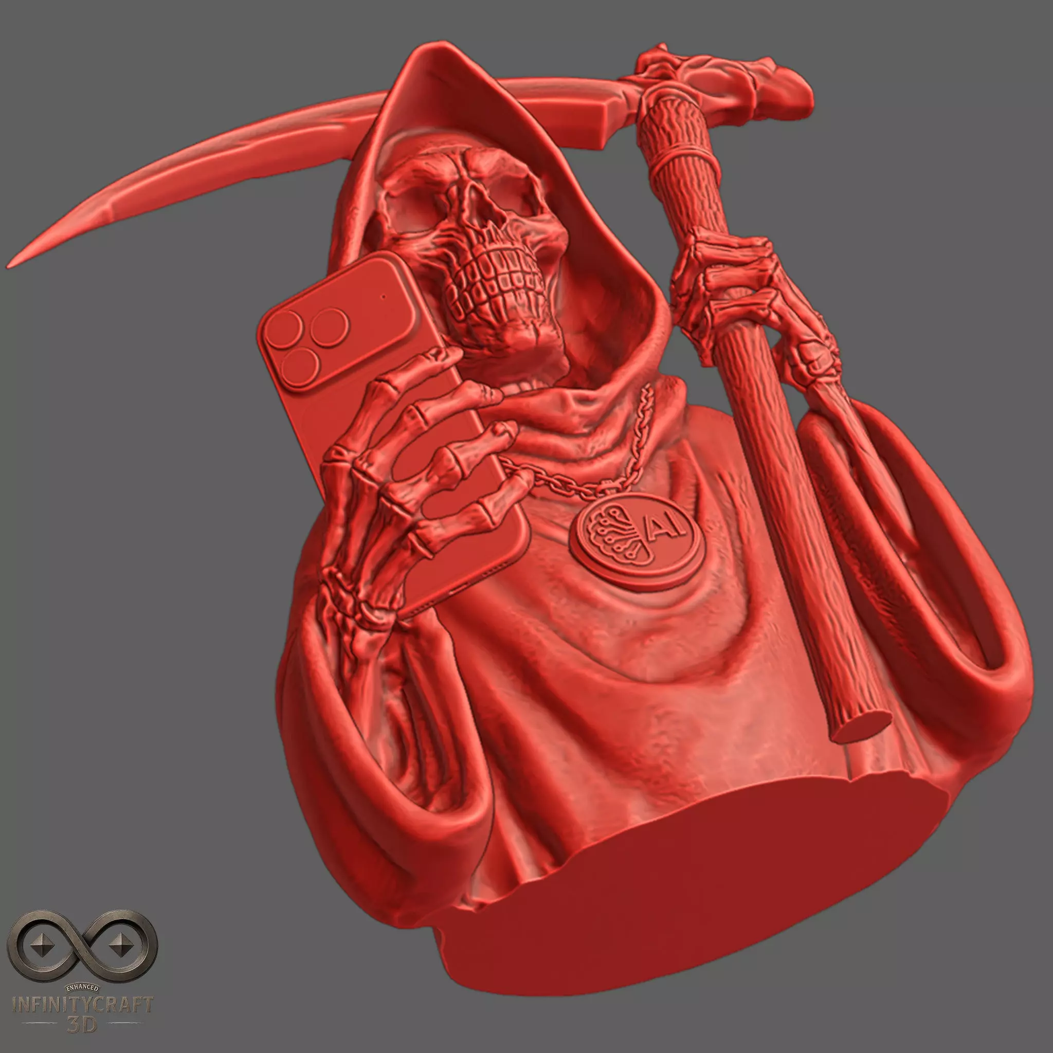 Digital Reaper AI Grim Statue 3D print model_6