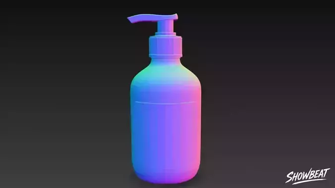 Black Pump Bottle Low-poly 3D model 7