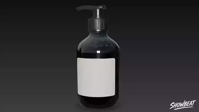 Black Pump Bottle Low-poly 3D model 2