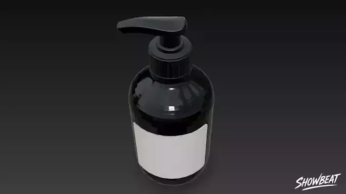 Black Pump Bottle Low-poly 3D model 6