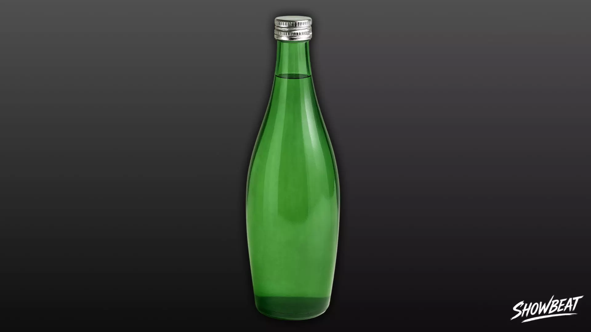 Green Glass Bottle Low-poly 3D model_0