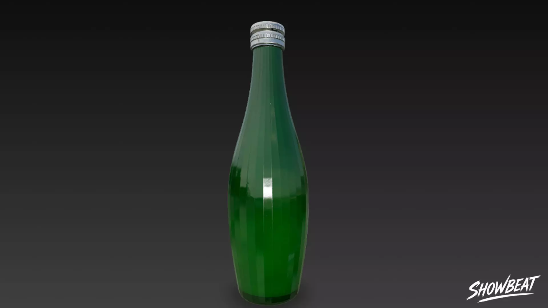 Green Glass Bottle Low-poly 3D model_1