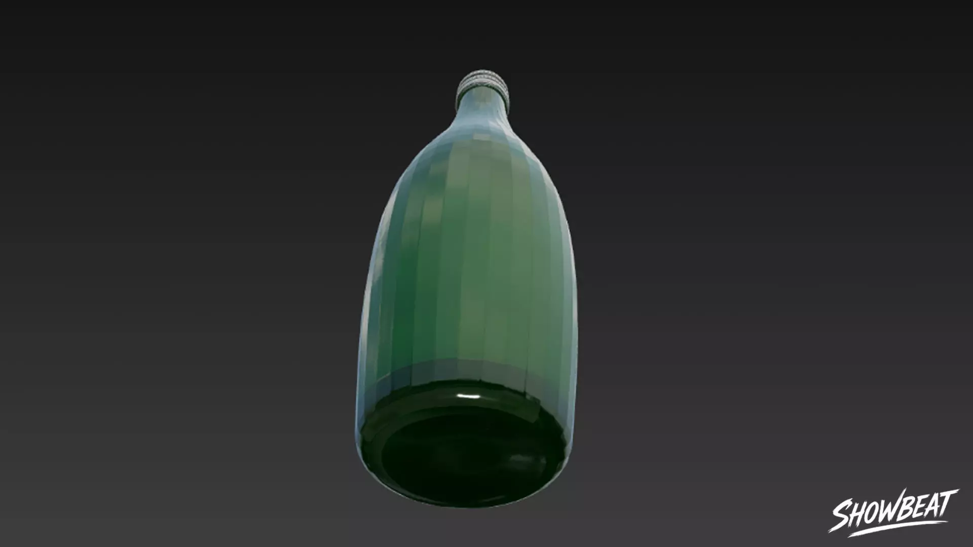 Green Glass Bottle Low-poly 3D model_2