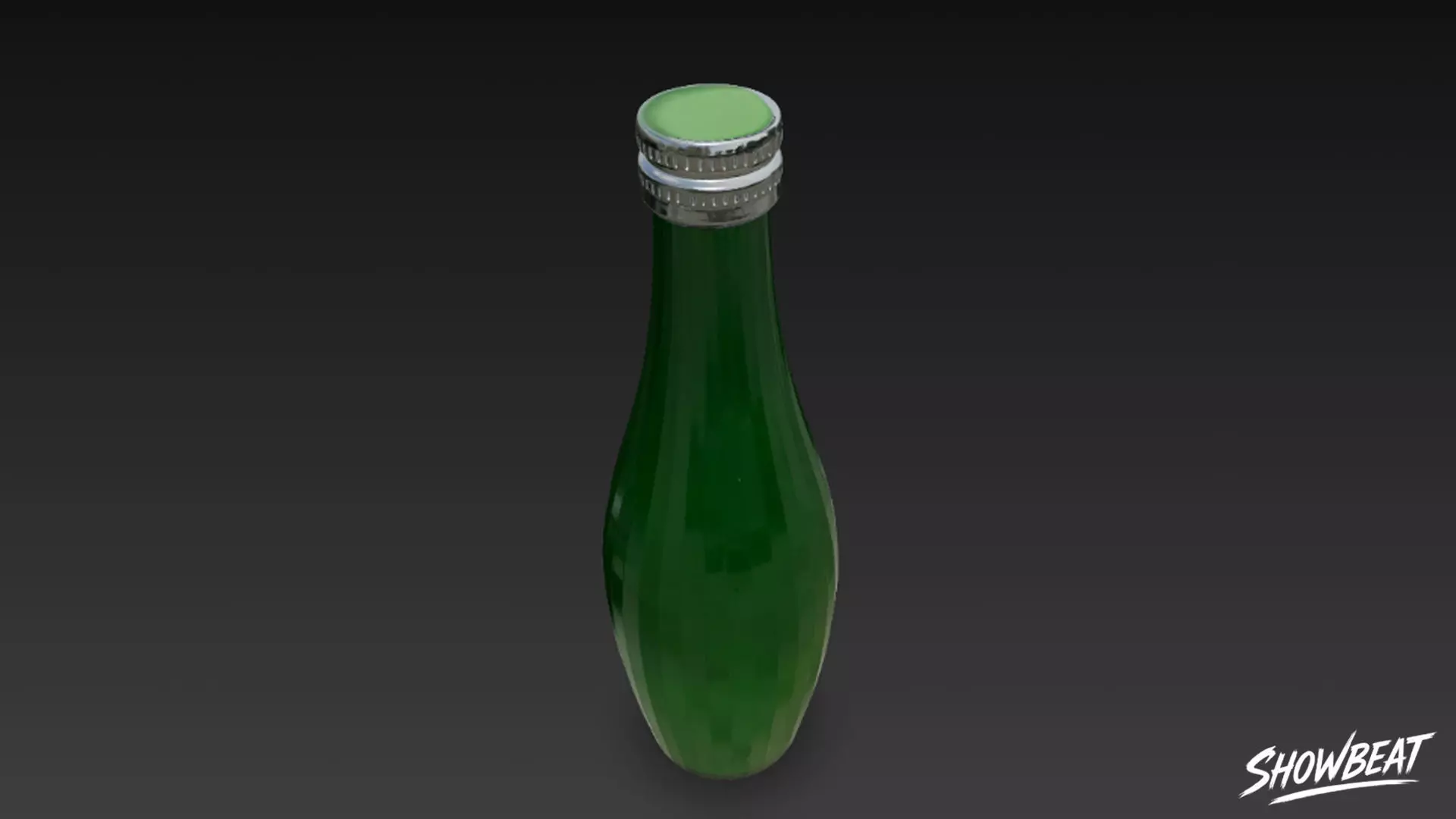 Green Glass Bottle Low-poly 3D model_3