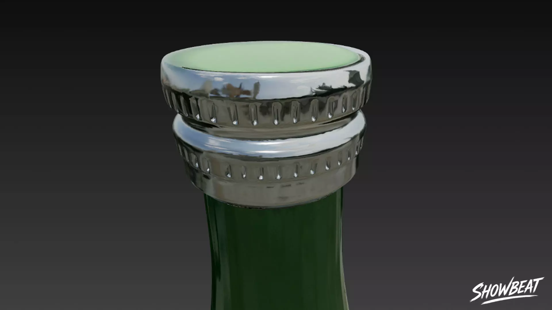 Green Glass Bottle Low-poly 3D model_4