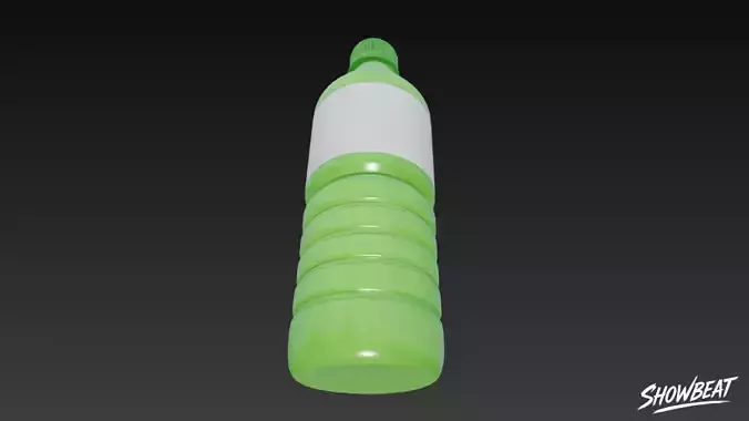 Green Plastic Bottle Low-poly 3D model 4