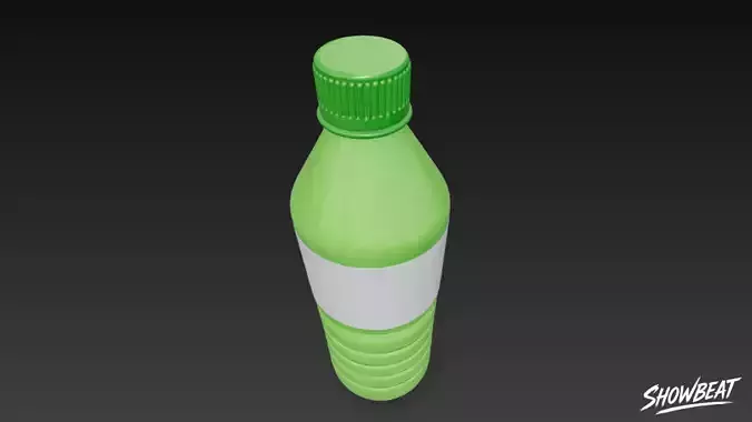 Green Plastic Bottle Low-poly 3D model 3