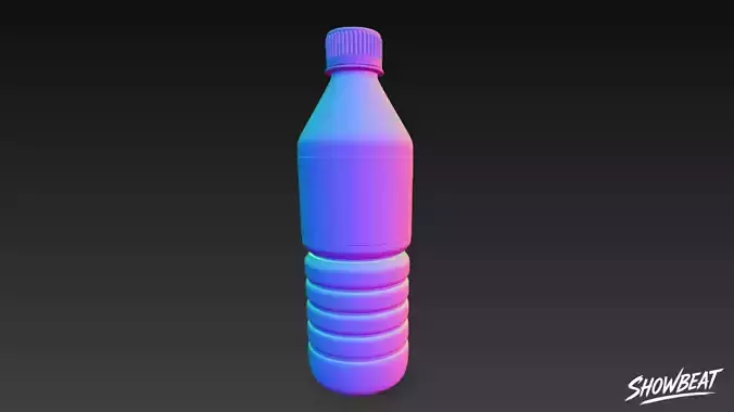 Green Plastic Bottle Low-poly 3D model 7