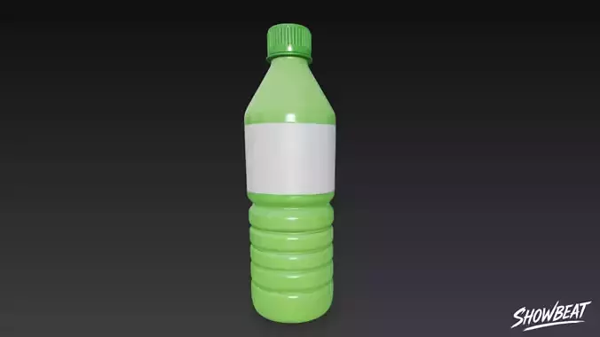 Green Plastic Bottle Low-poly 3D model 2