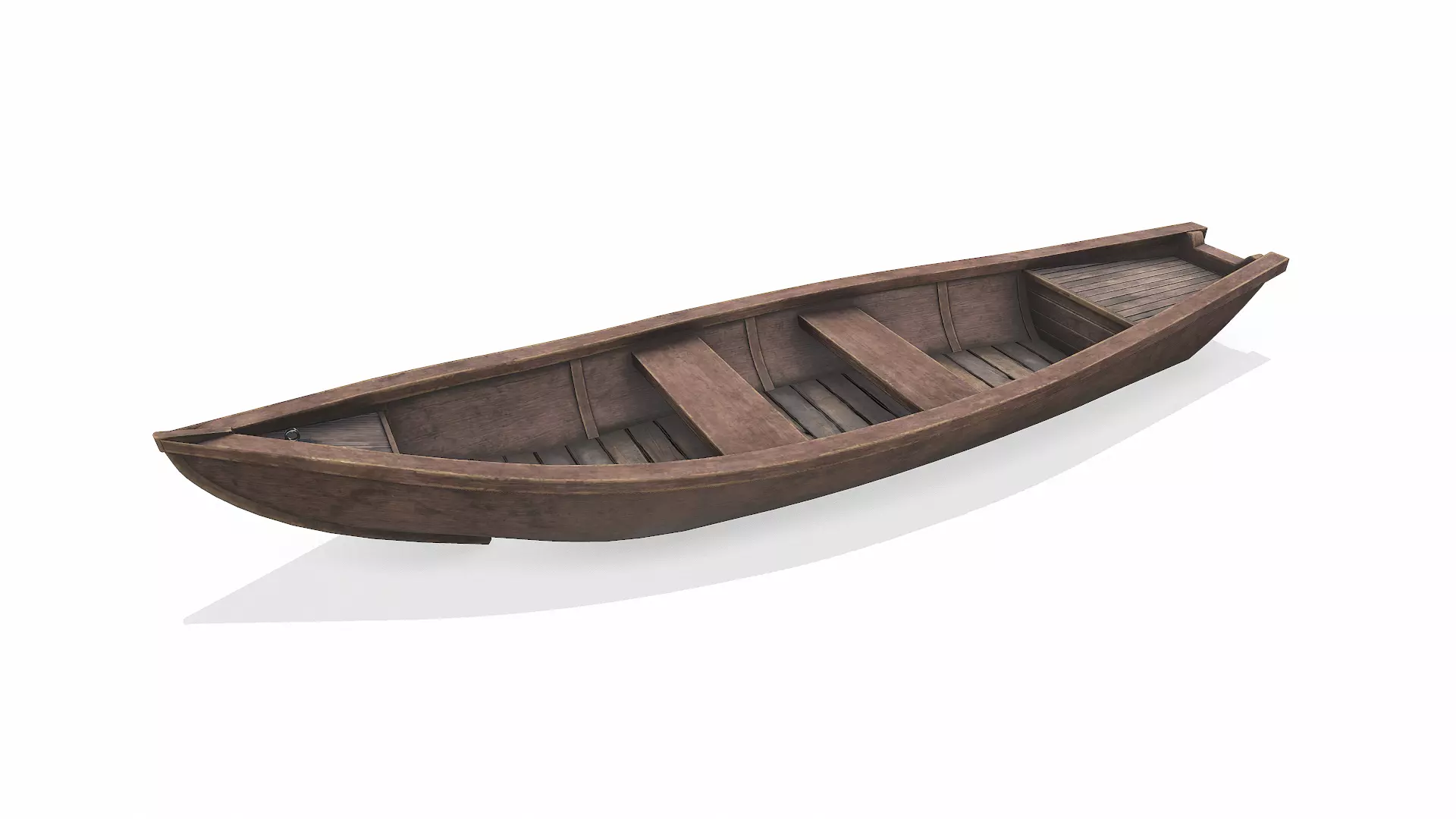 Wooden Boat With Cabin Low-poly PBR Low-poly 3D model_3