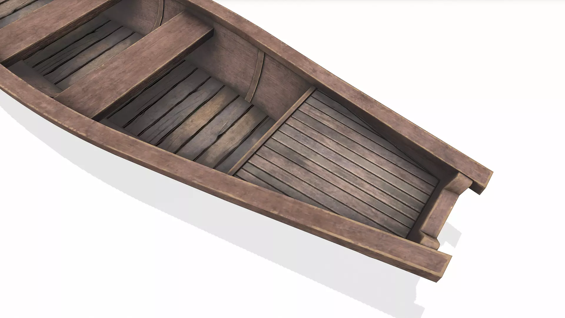 Wooden Boat With Cabin Low-poly PBR Low-poly 3D model_22