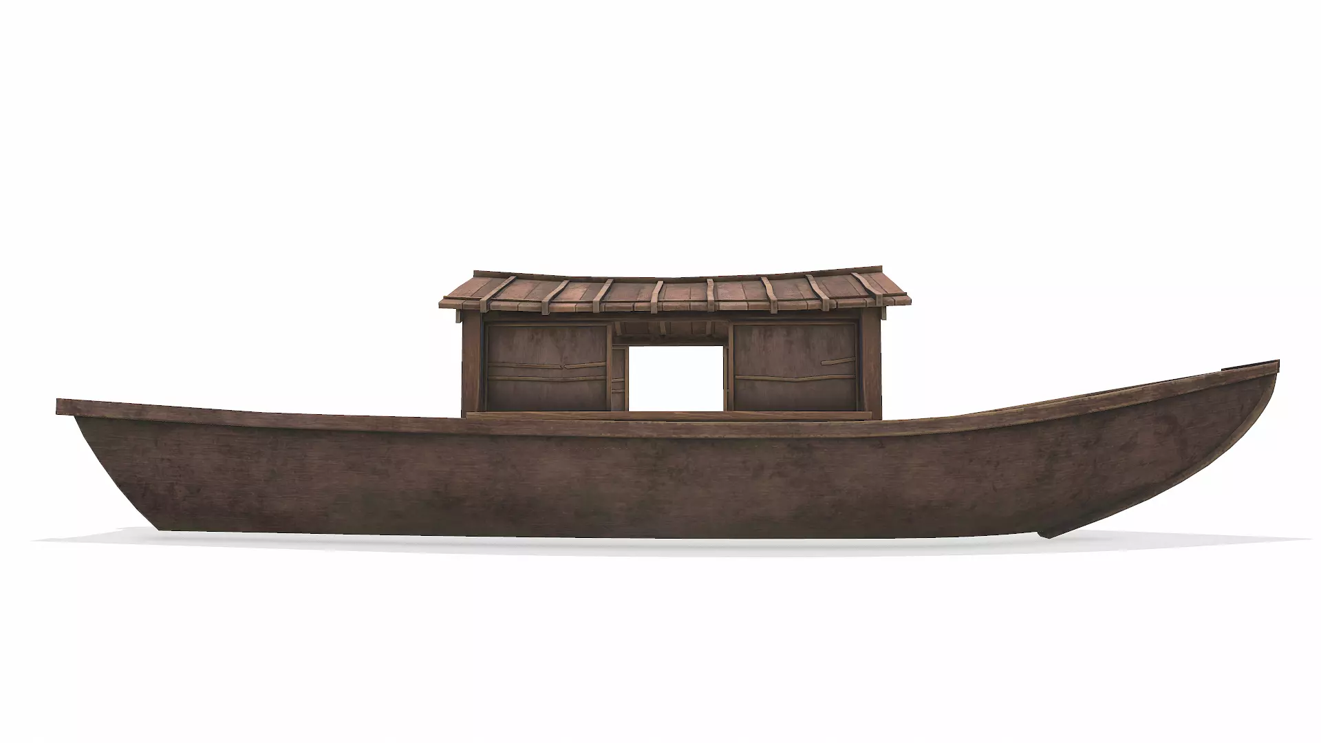 Wooden Boat With Cabin Low-poly PBR Low-poly 3D model_15