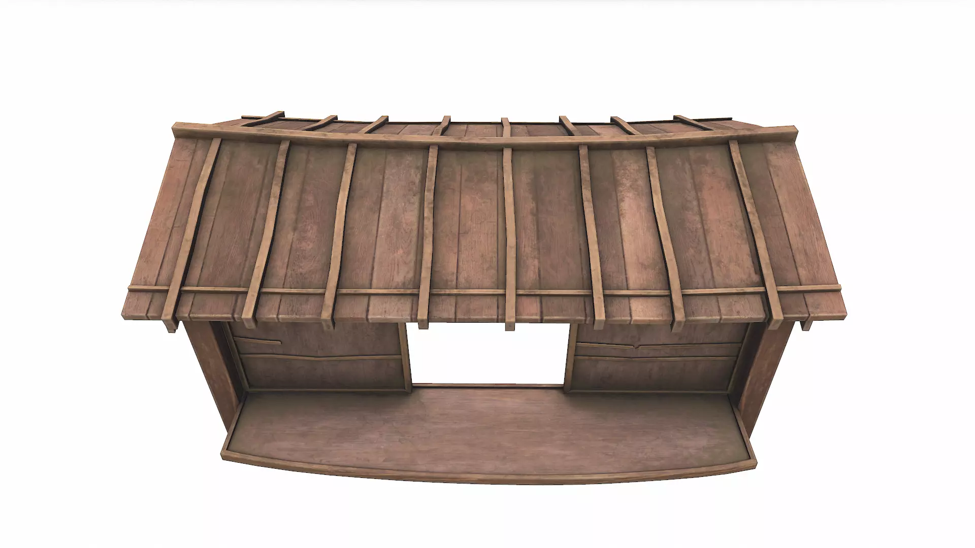 Wooden Boat With Cabin Low-poly PBR Low-poly 3D model_29