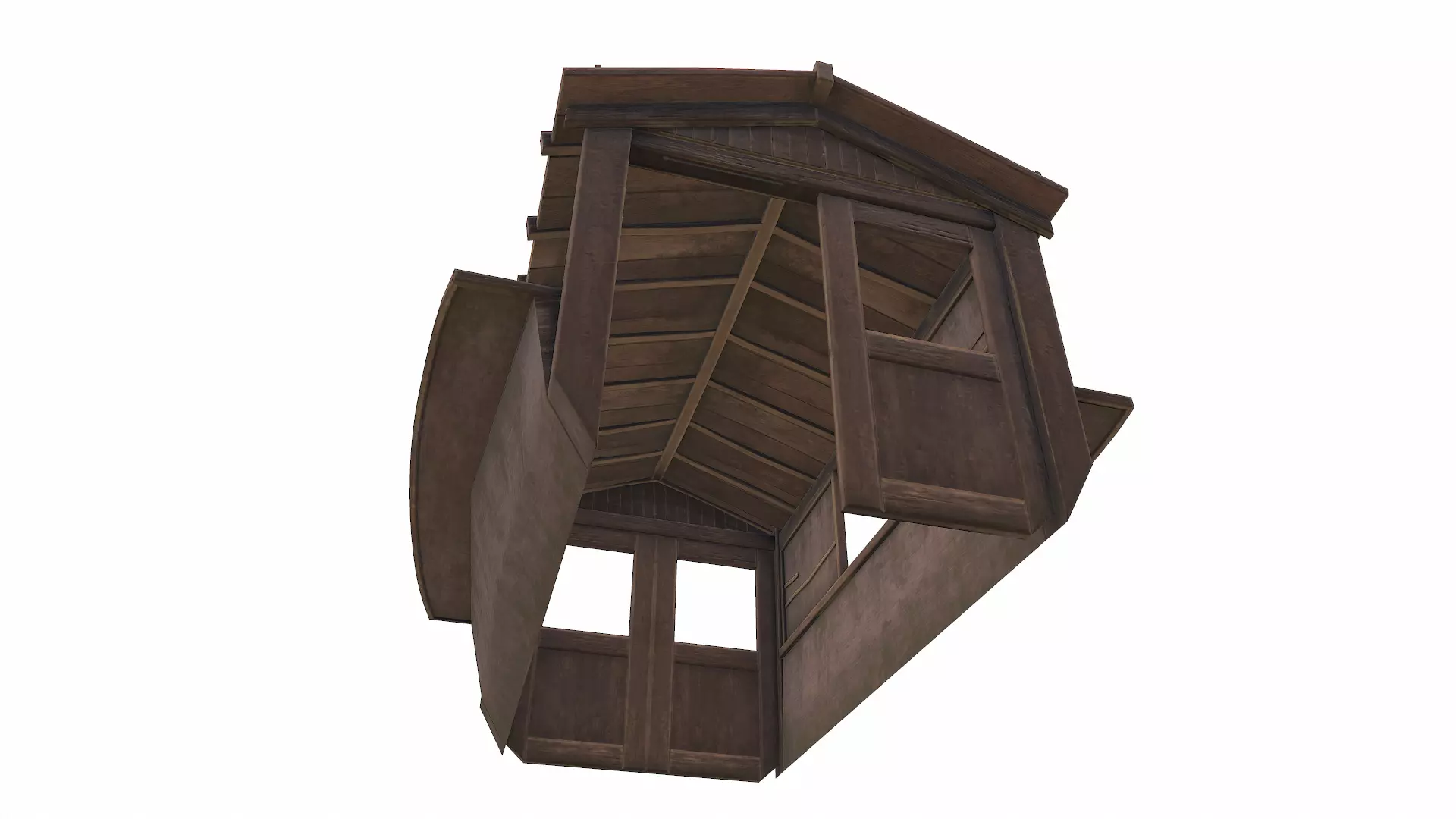 Wooden Boat With Cabin Low-poly PBR Low-poly 3D model_30