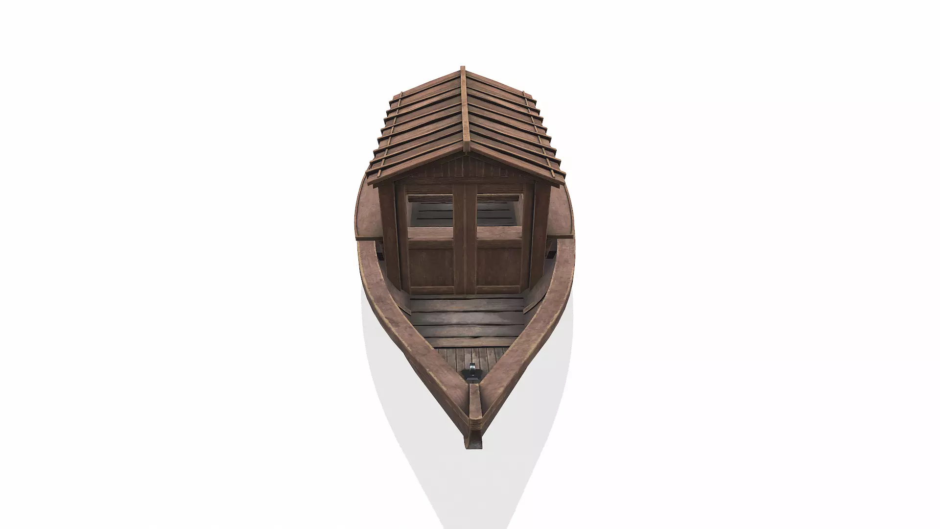 Wooden Boat With Cabin Low-poly PBR Low-poly 3D model_18