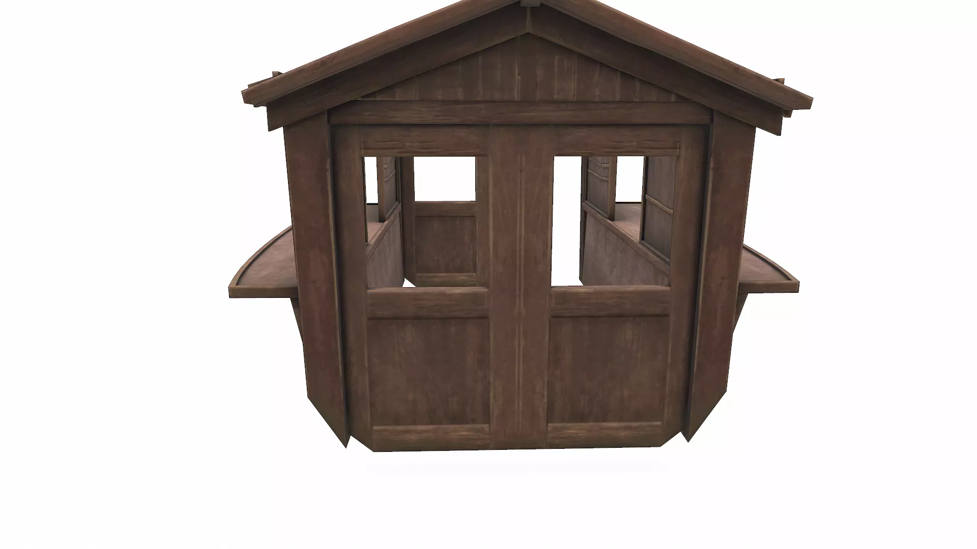 Wooden Boat With Cabin Low-poly PBR Low-poly 3D model_33