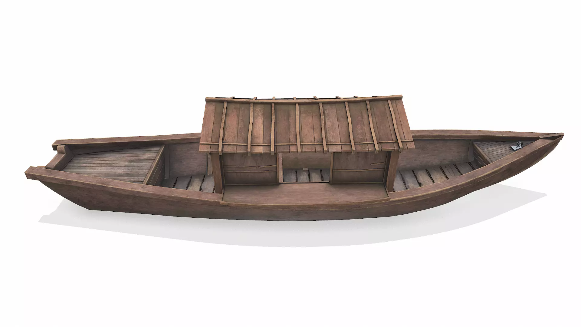 Wooden Boat With Cabin Low-poly PBR Low-poly 3D model_13