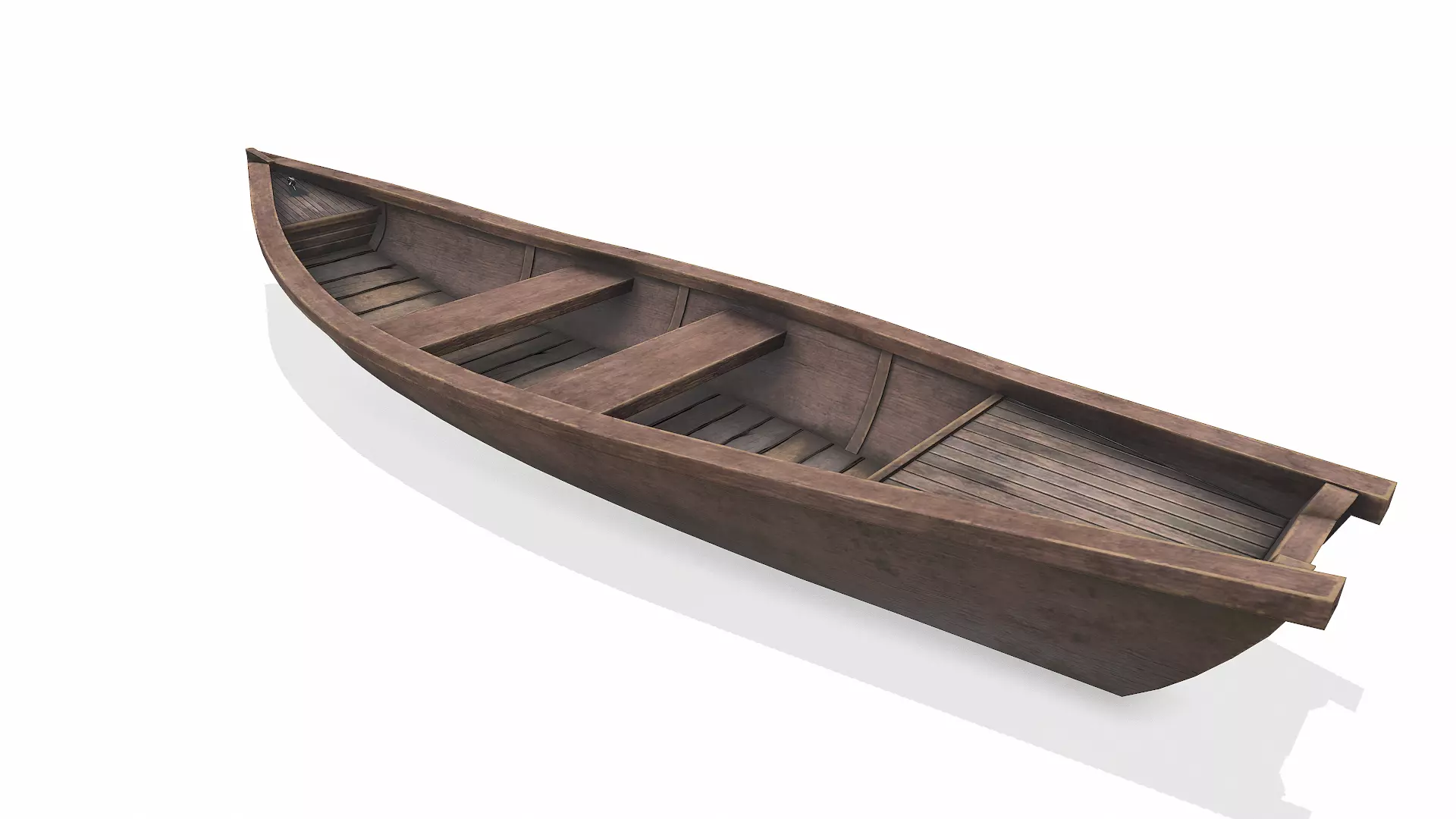 Wooden Boat With Cabin Low-poly PBR Low-poly 3D model_7