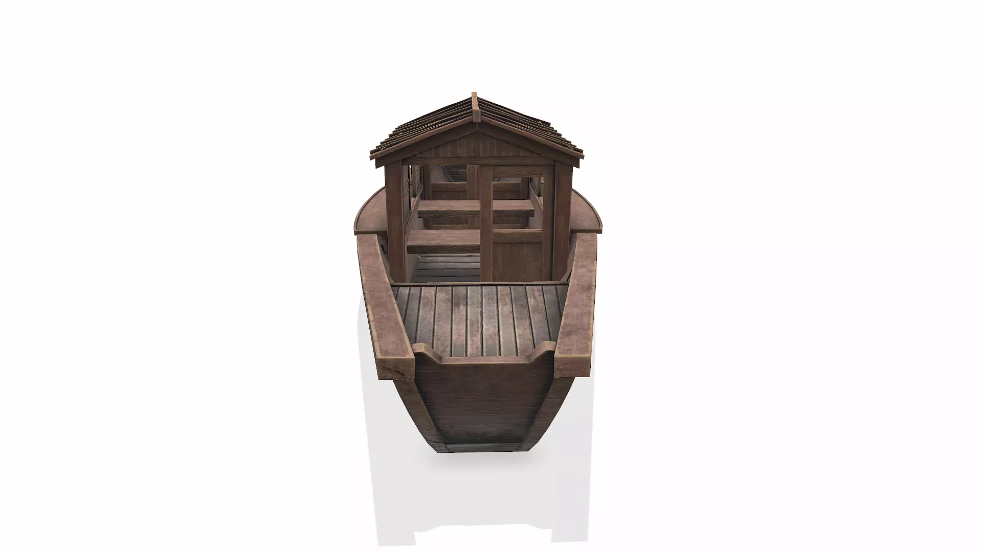 Wooden Boat With Cabin Low-poly PBR Low-poly 3D model_9
