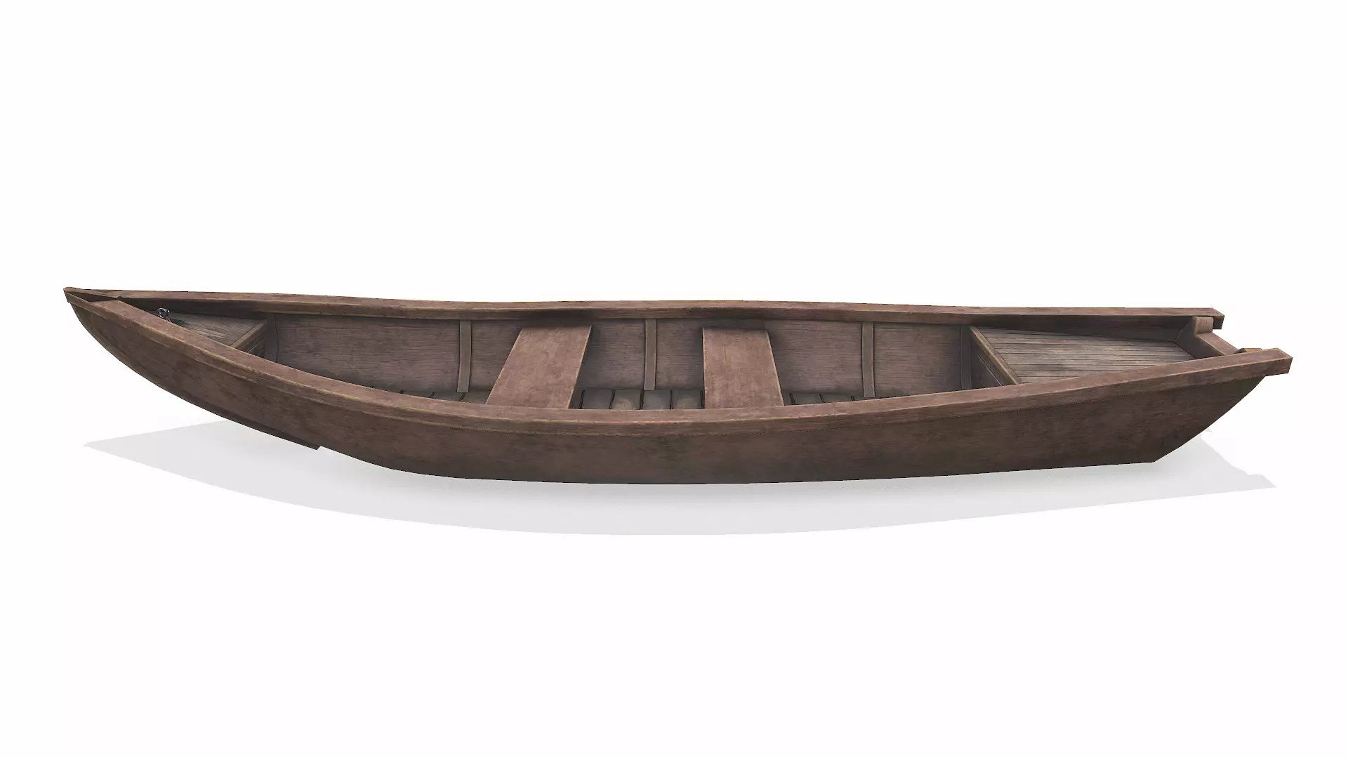 Wooden Boat With Cabin Low-poly PBR Low-poly 3D model_5