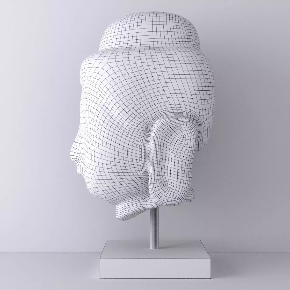 Antique marble Buddha head 3D model_4