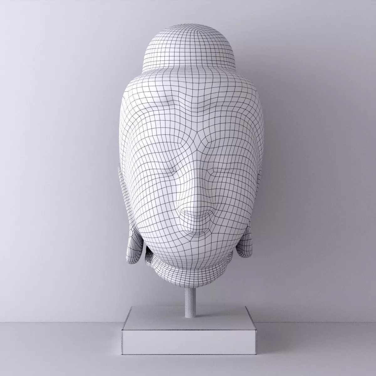 Antique marble Buddha head 3D model_2