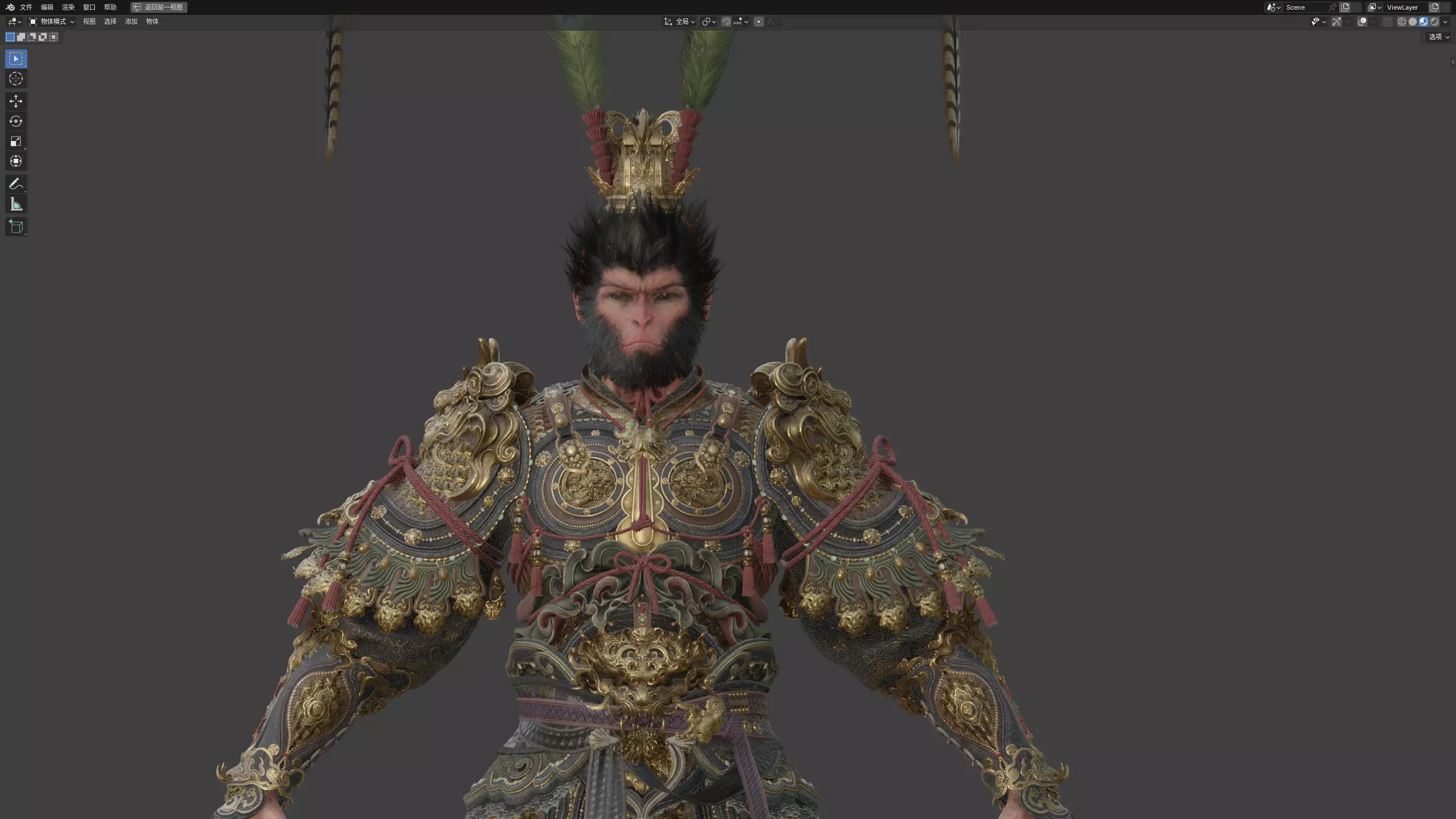Sun Wukong 3D Character - PBR Chinese Monkey King Warrior 3D model_5
