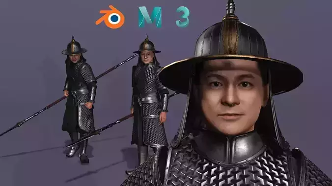 Realistic Ancient Chinese General Zhao YunThree Kingdoms Low-poly 3D model