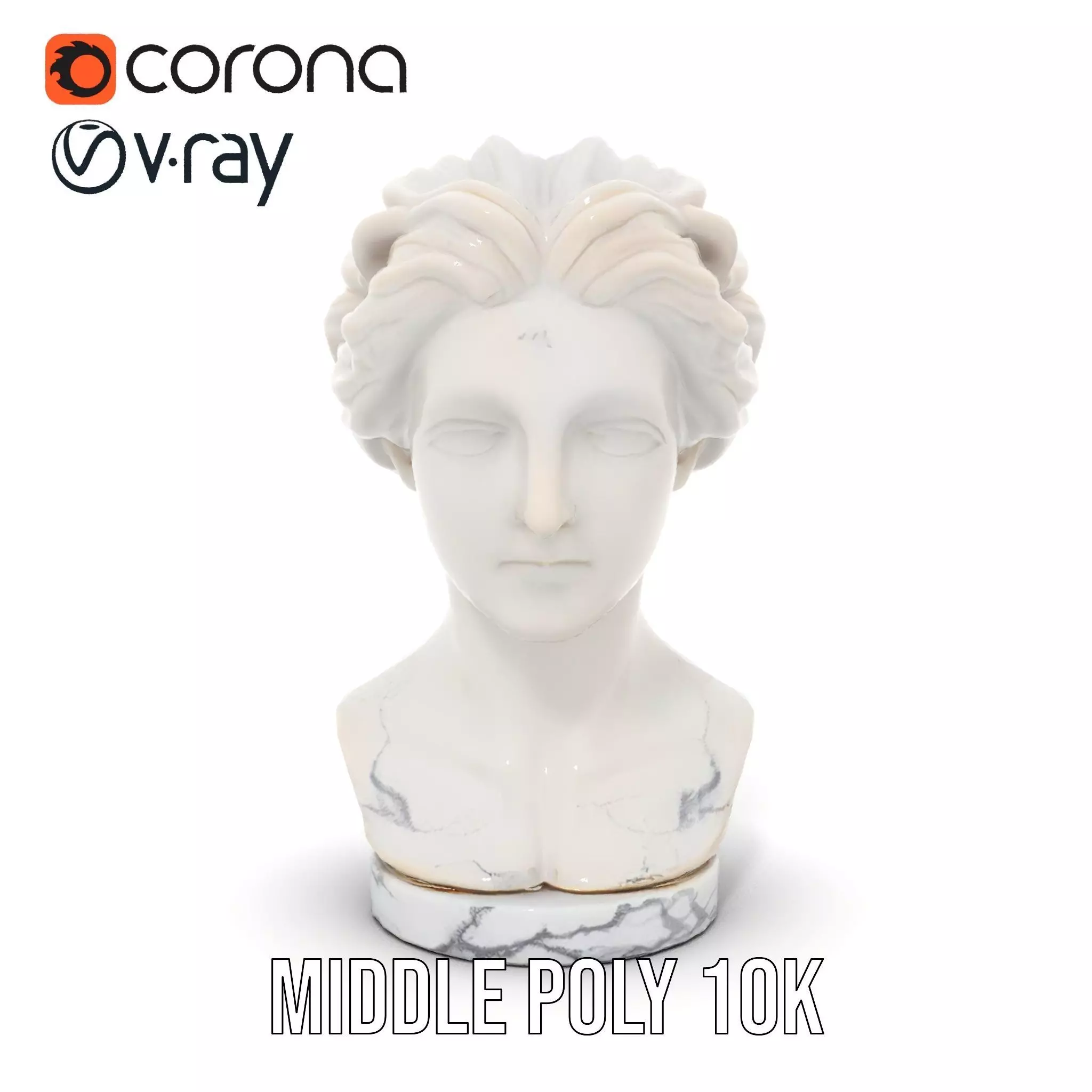 White Marble Bust model pack Low-poly 3D model_22