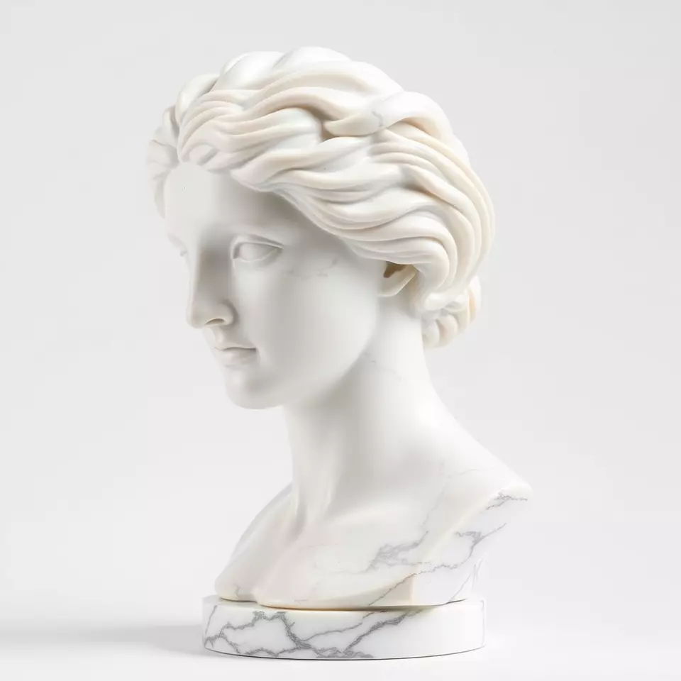 White Marble Bust model pack Low-poly 3D model_3