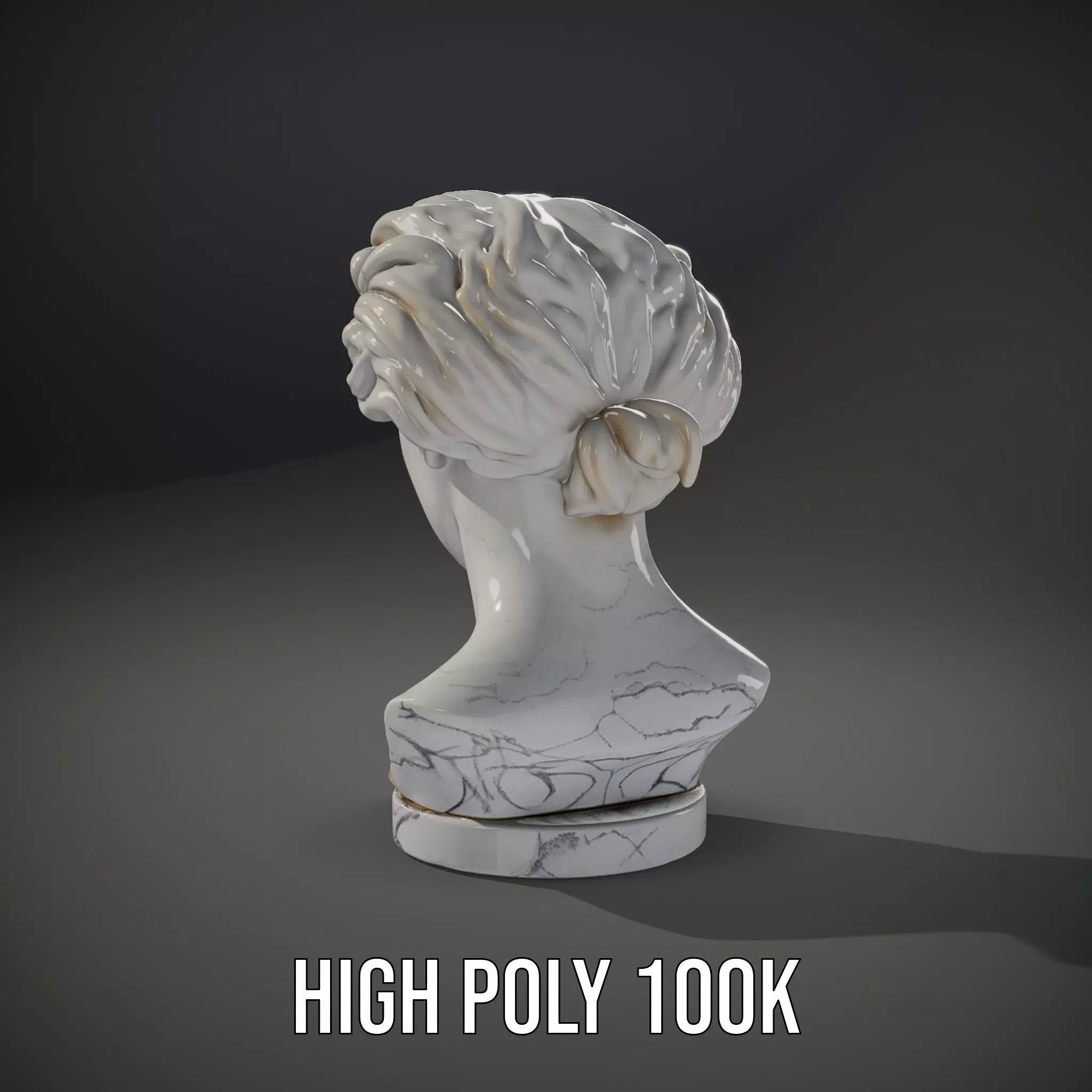 White Marble Bust model pack Low-poly 3D model_9