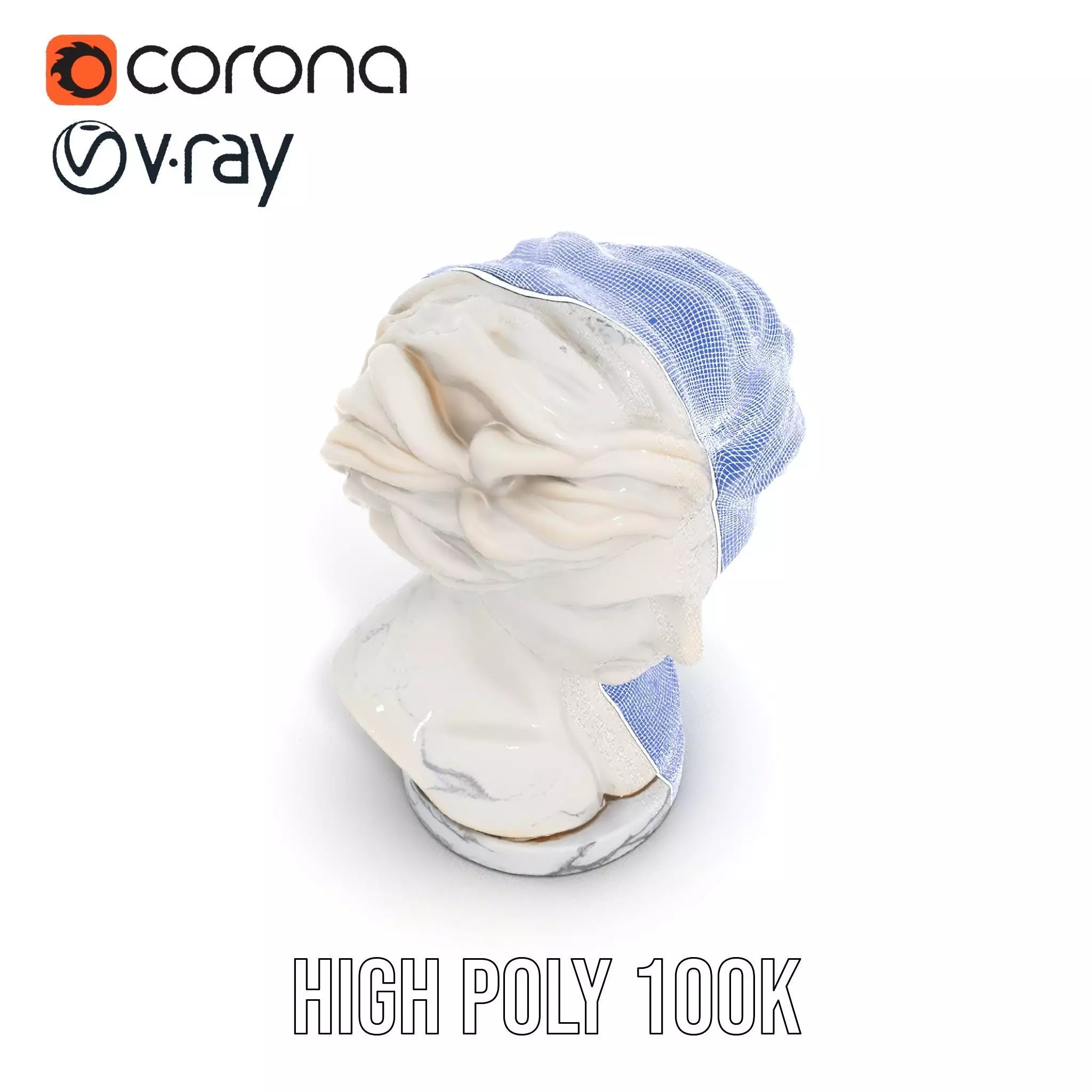 White Marble Bust model pack Low-poly 3D model_24