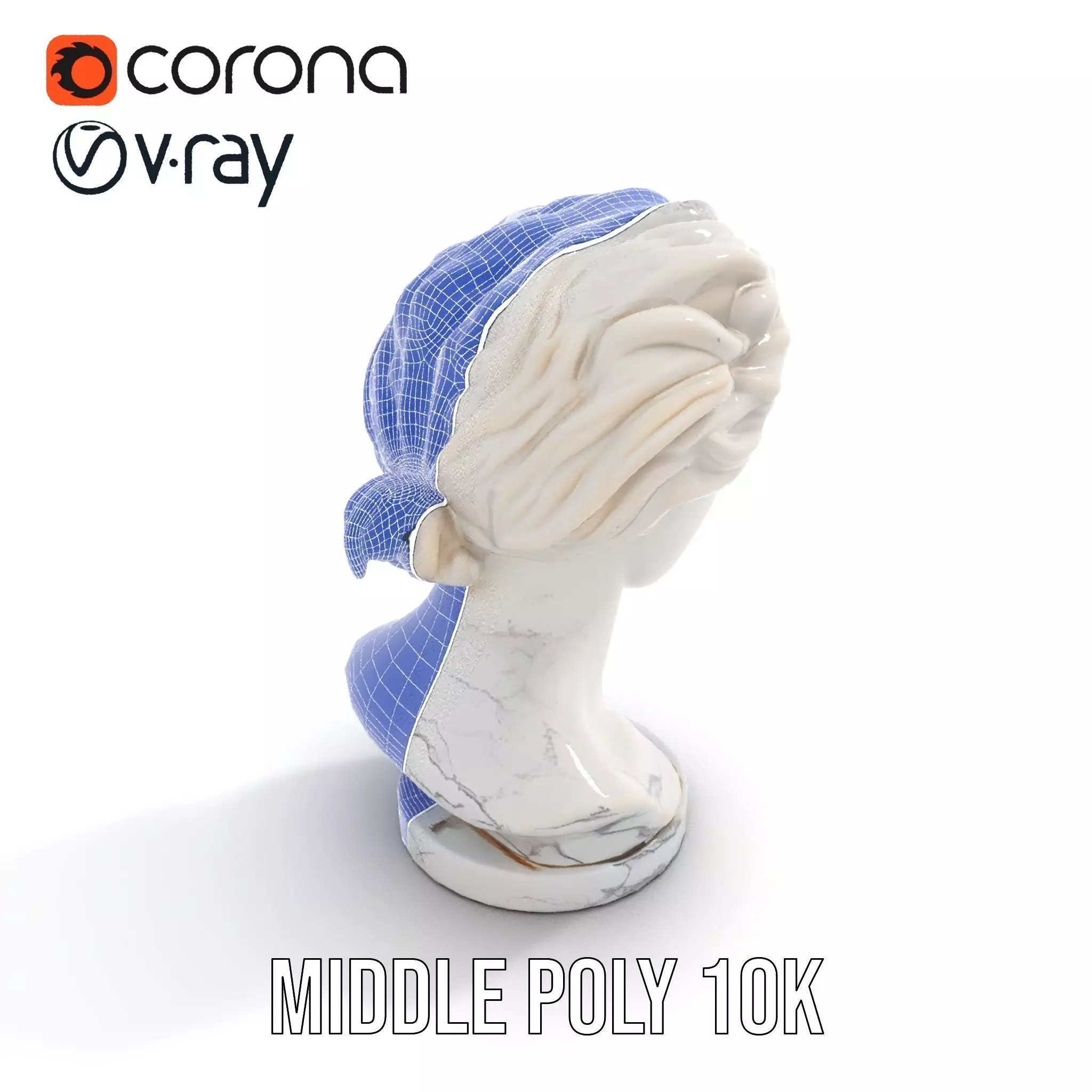 White Marble Bust model pack Low-poly 3D model_28