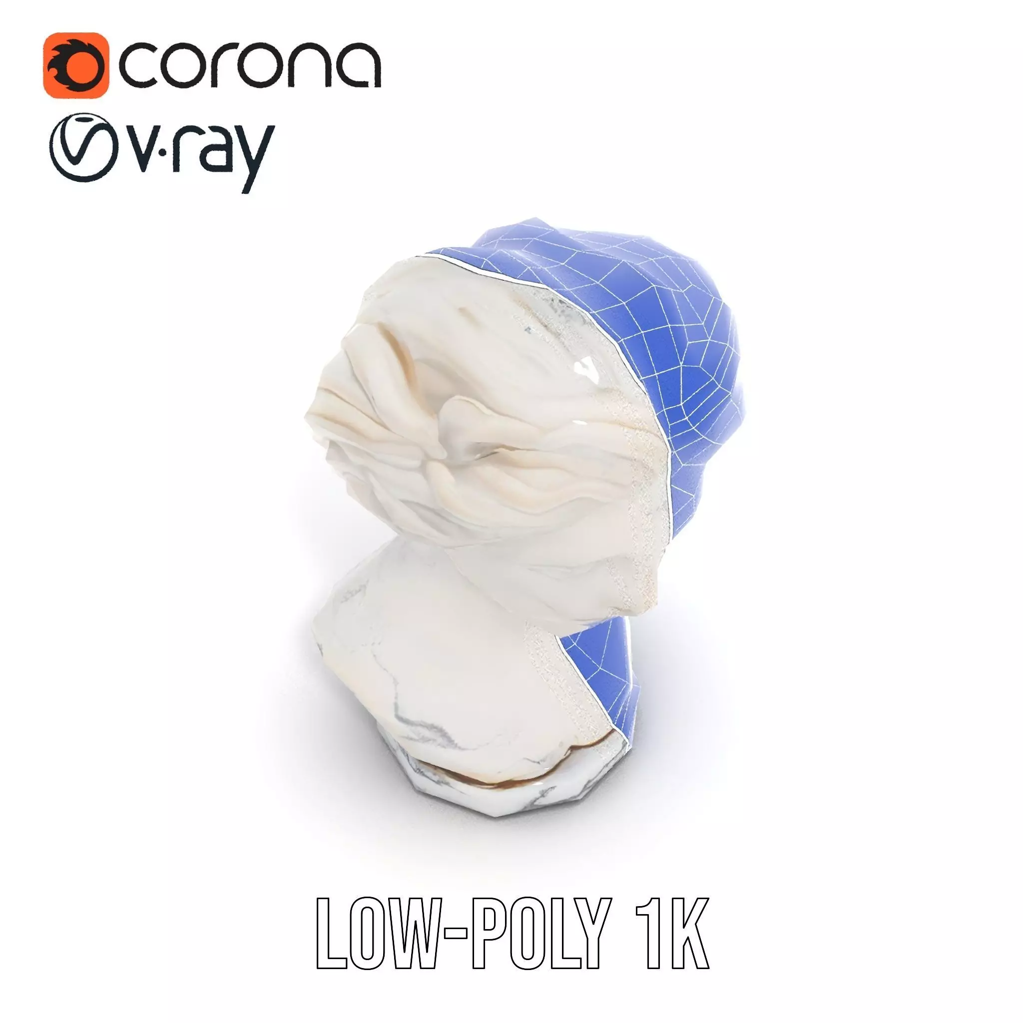 White Marble Bust model pack Low-poly 3D model_29