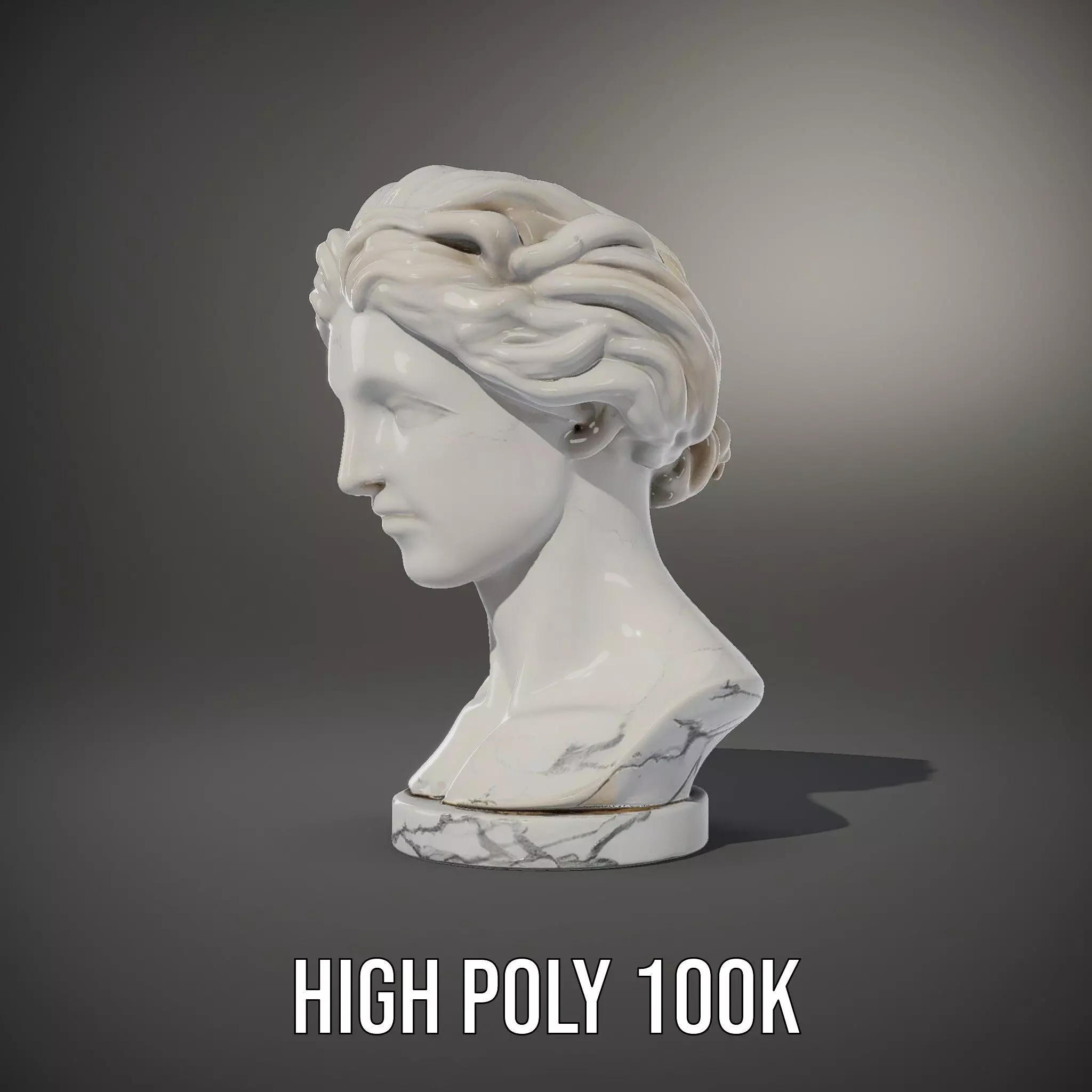White Marble Bust model pack Low-poly 3D model_11