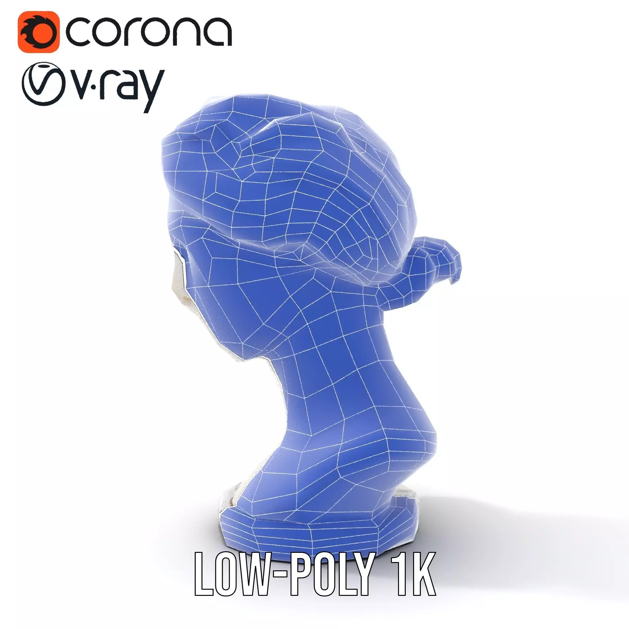 White Marble Bust model pack Low-poly 3D model_32