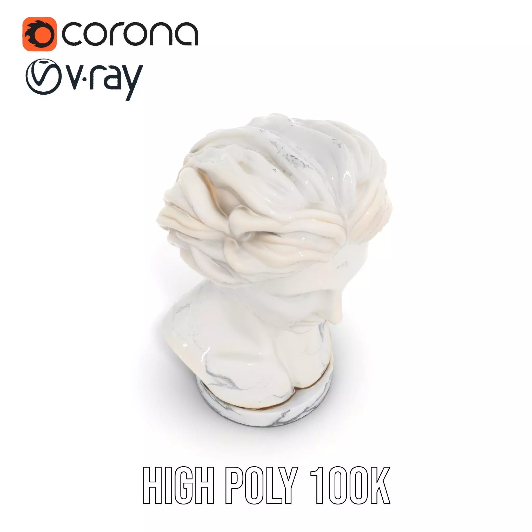 White Marble Bust model pack Low-poly 3D model_33
