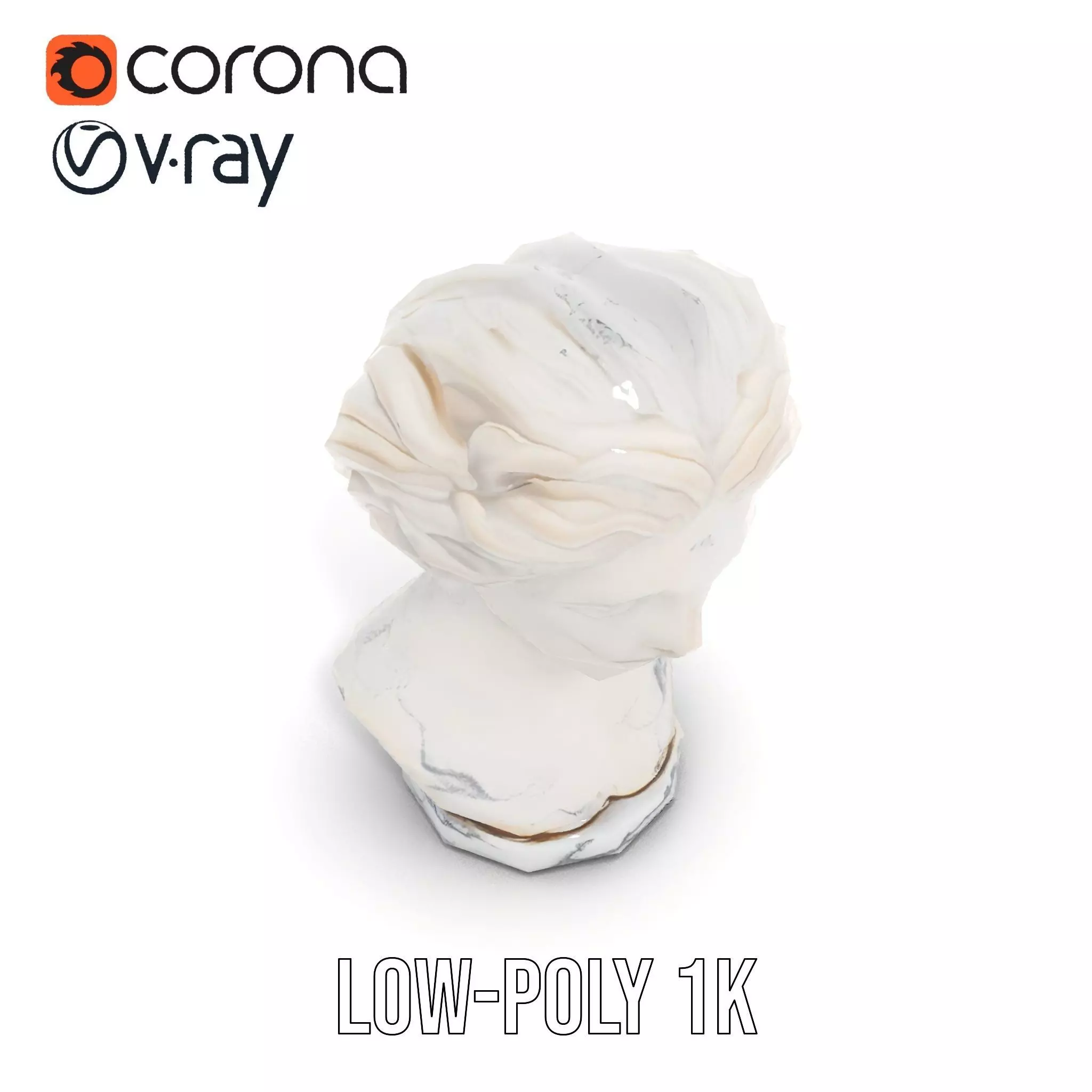 White Marble Bust model pack Low-poly 3D model_13