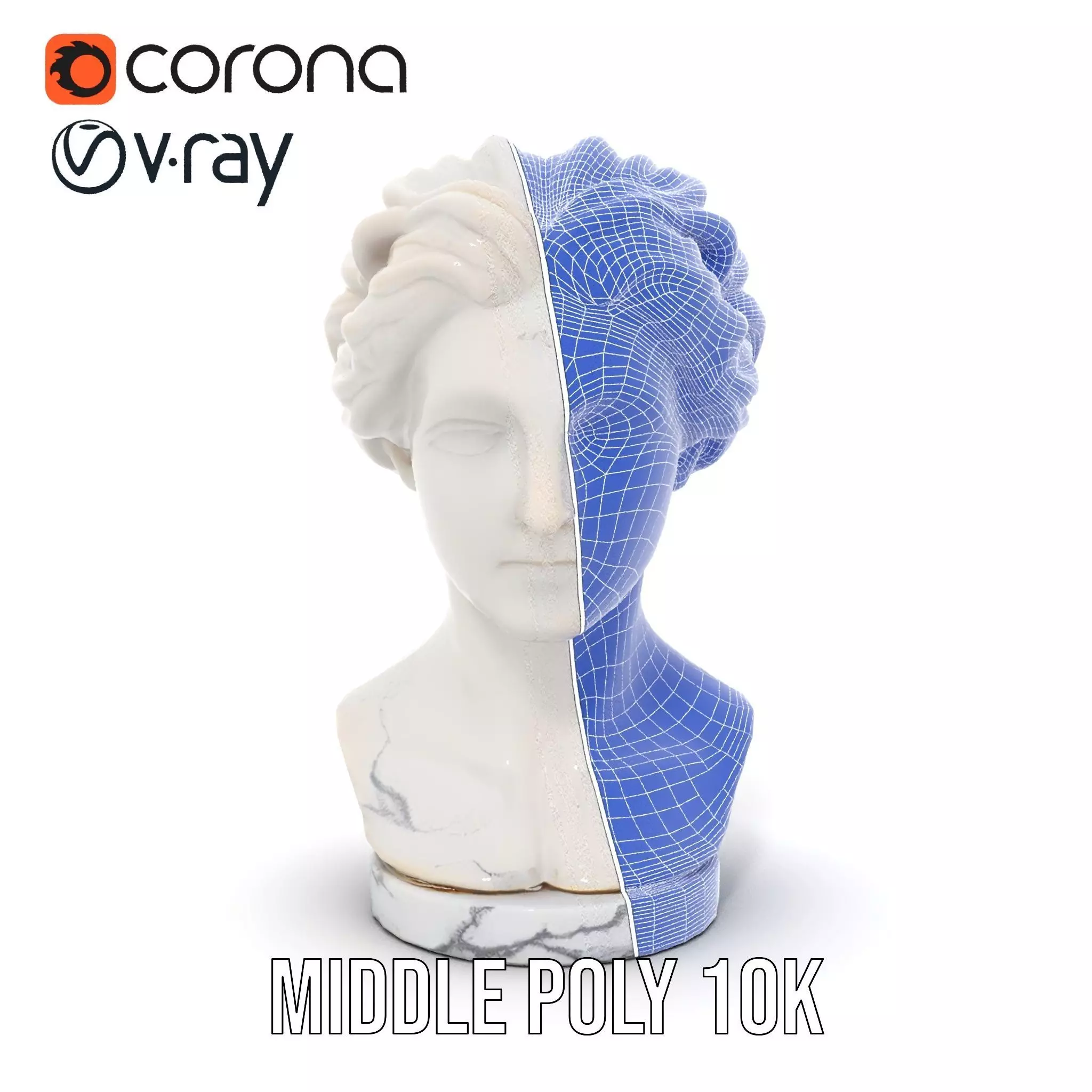 White Marble Bust model pack Low-poly 3D model_31