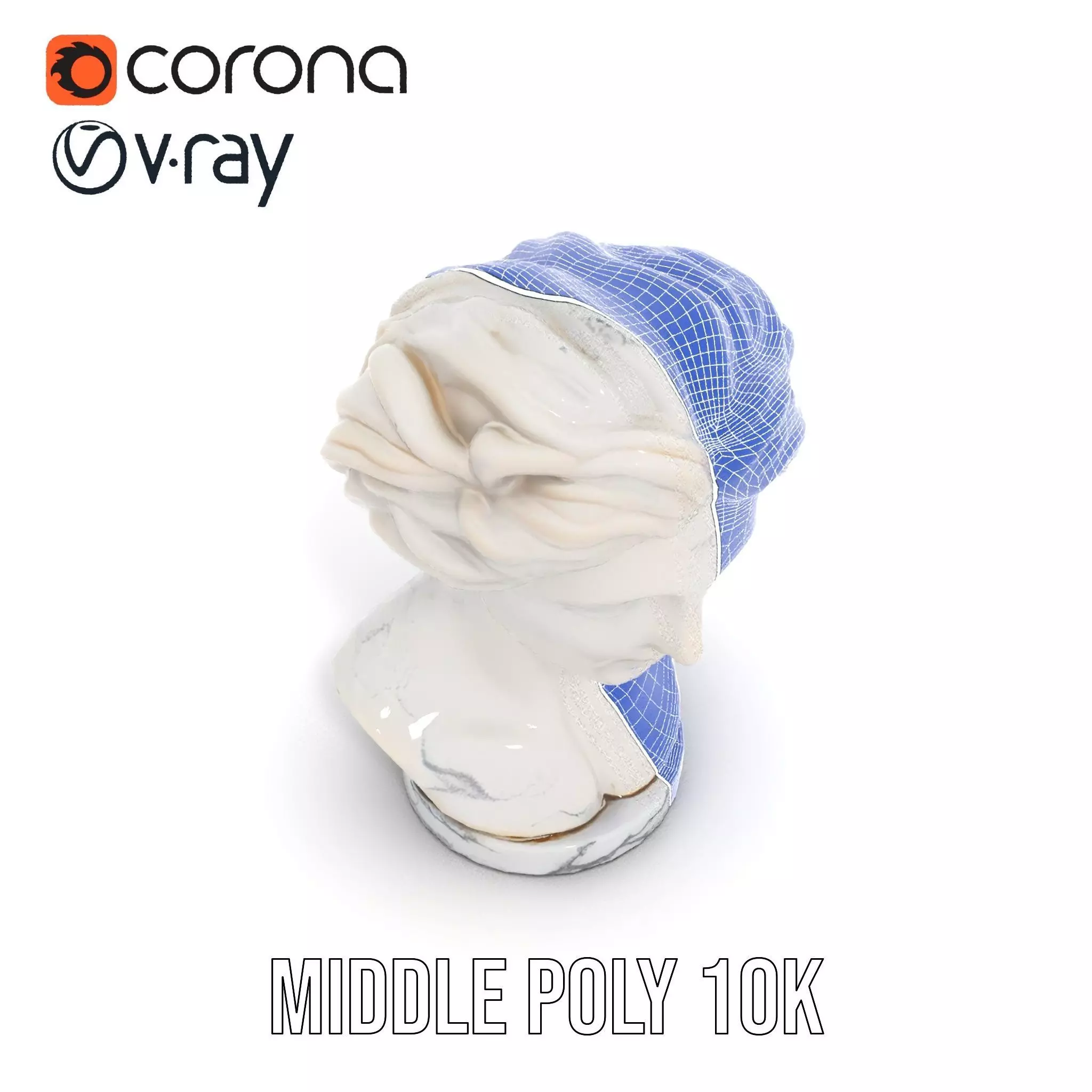 White Marble Bust model pack Low-poly 3D model_19