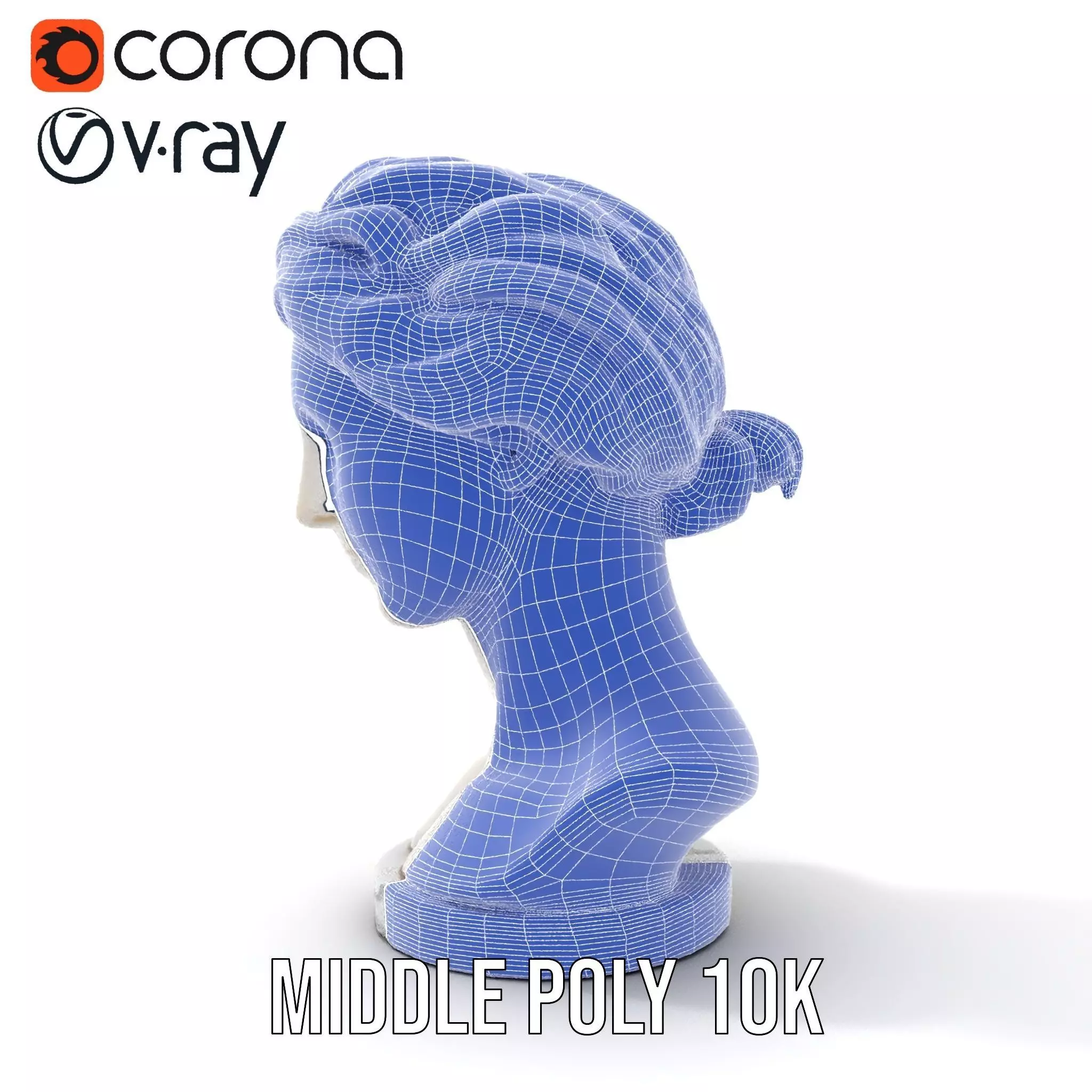 White Marble Bust model pack Low-poly 3D model_25