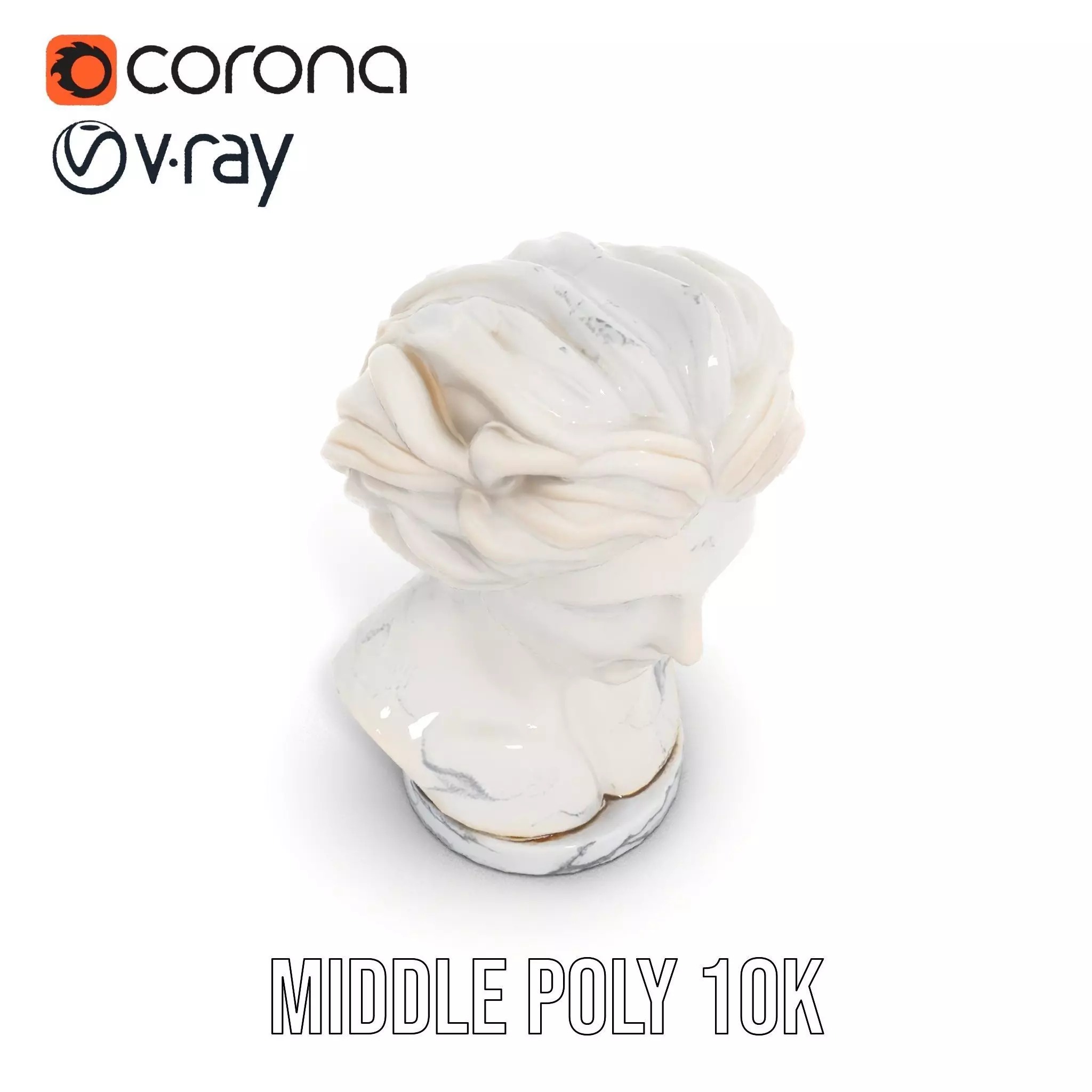 White Marble Bust model pack Low-poly 3D model_12