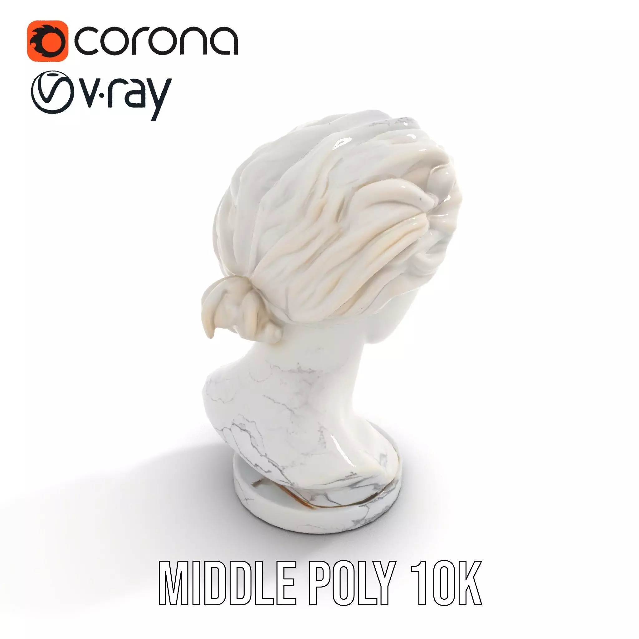 White Marble Bust model pack Low-poly 3D model_6