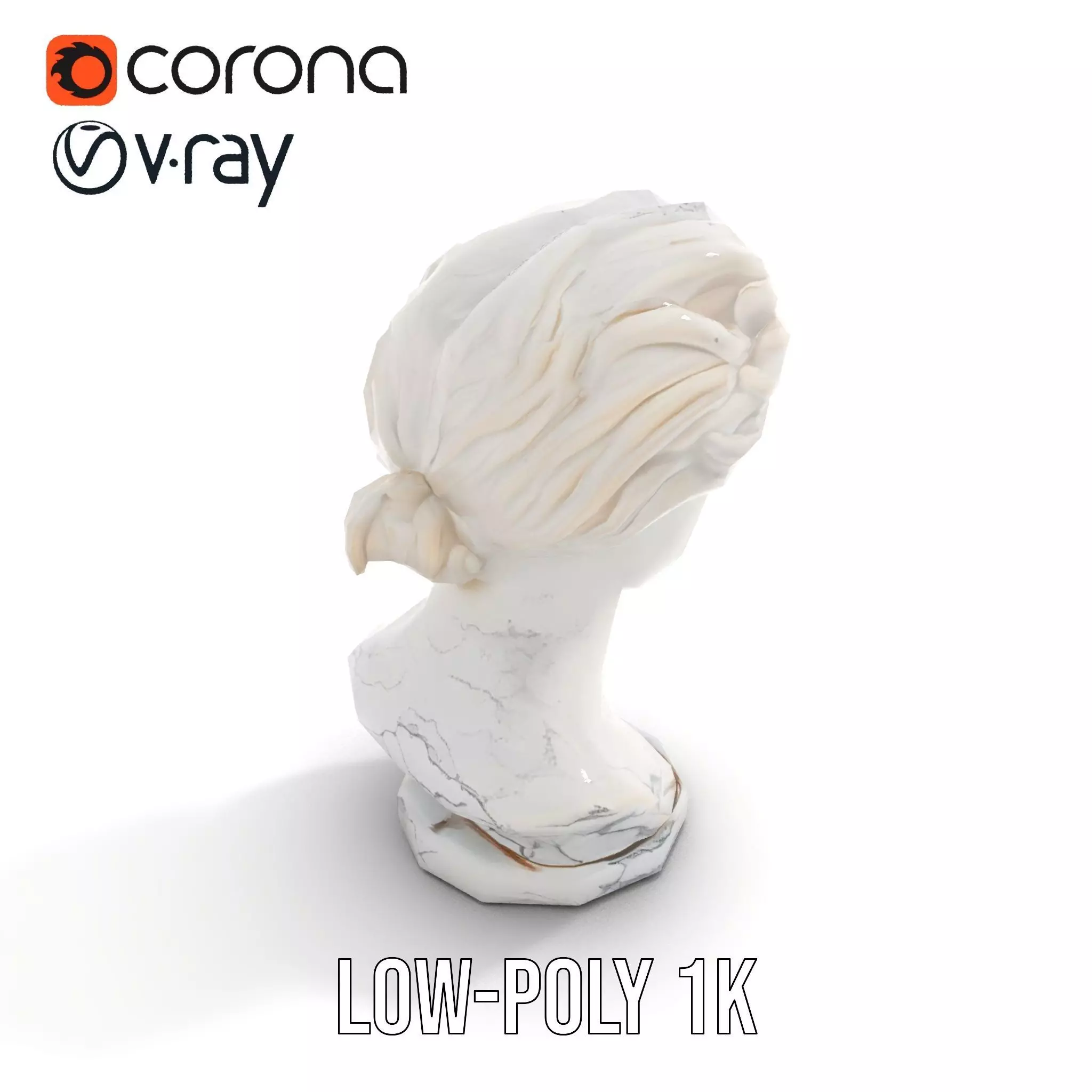 White Marble Bust model pack Low-poly 3D model_20