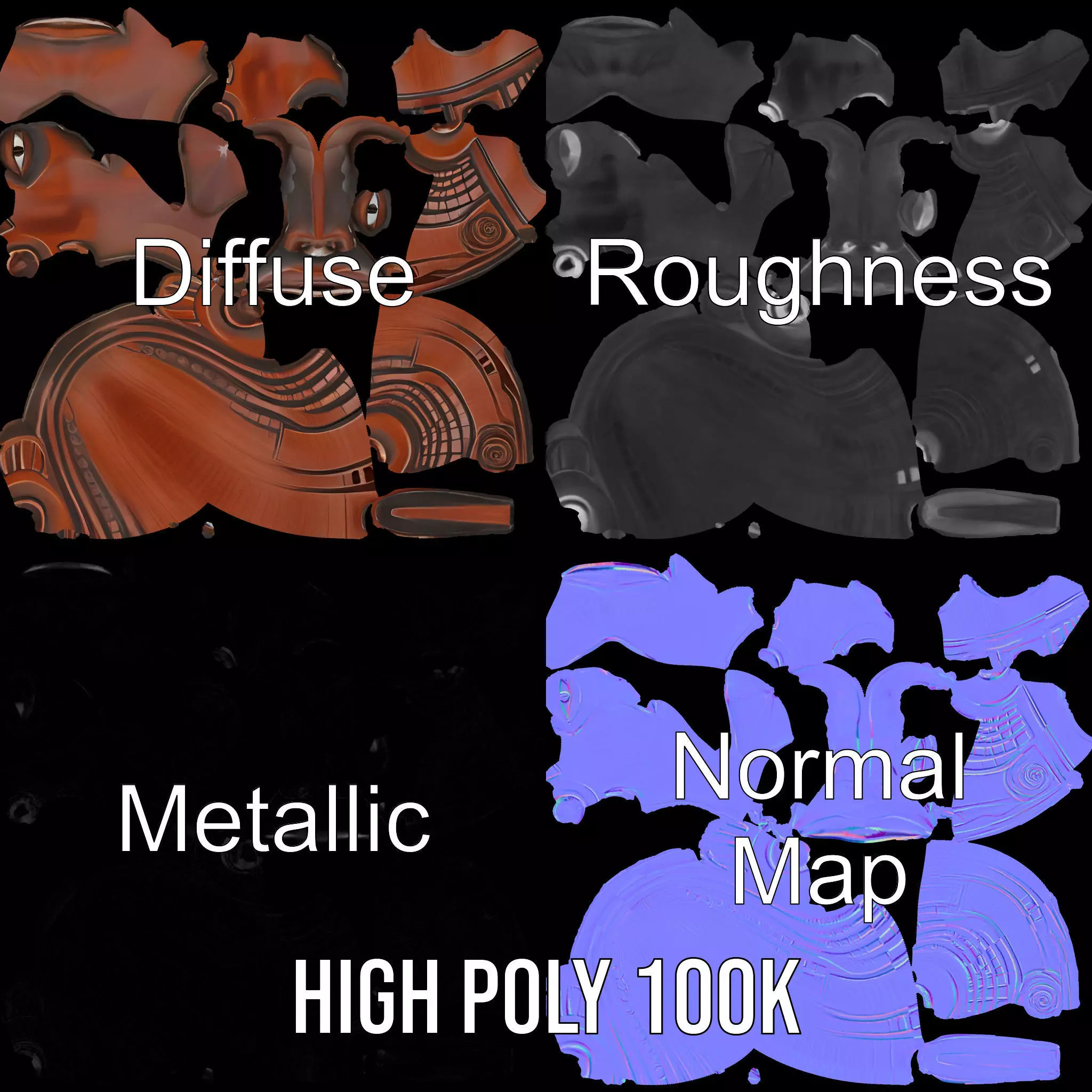 Elegant Tribal Mask model pack Low-poly 3D model_4