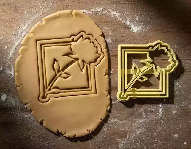 Rose Square Cookie Cutter 3D Print Model