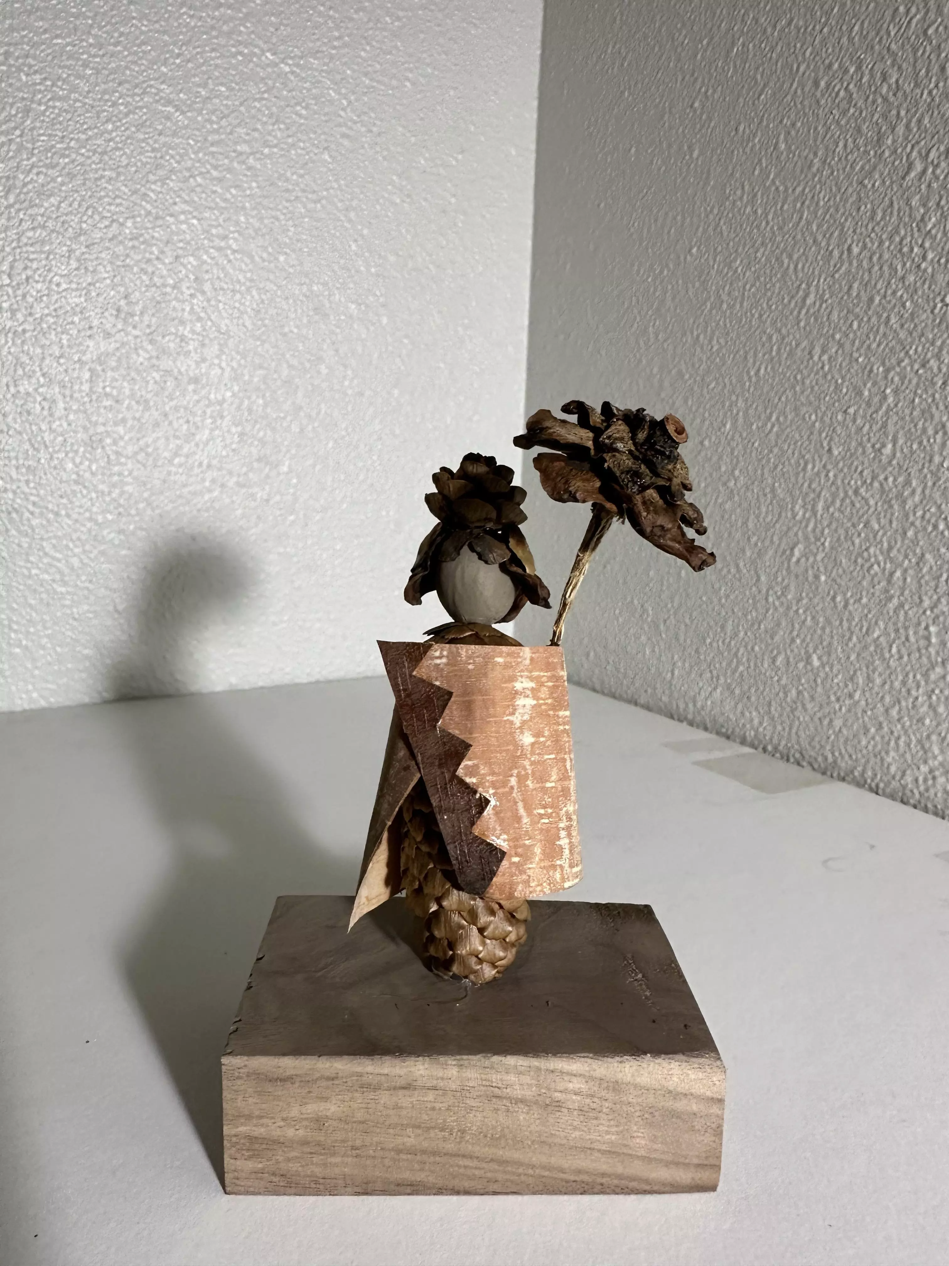Handcrafted 3D Pinecone Wood Sculpture Low-poly 3D model_0